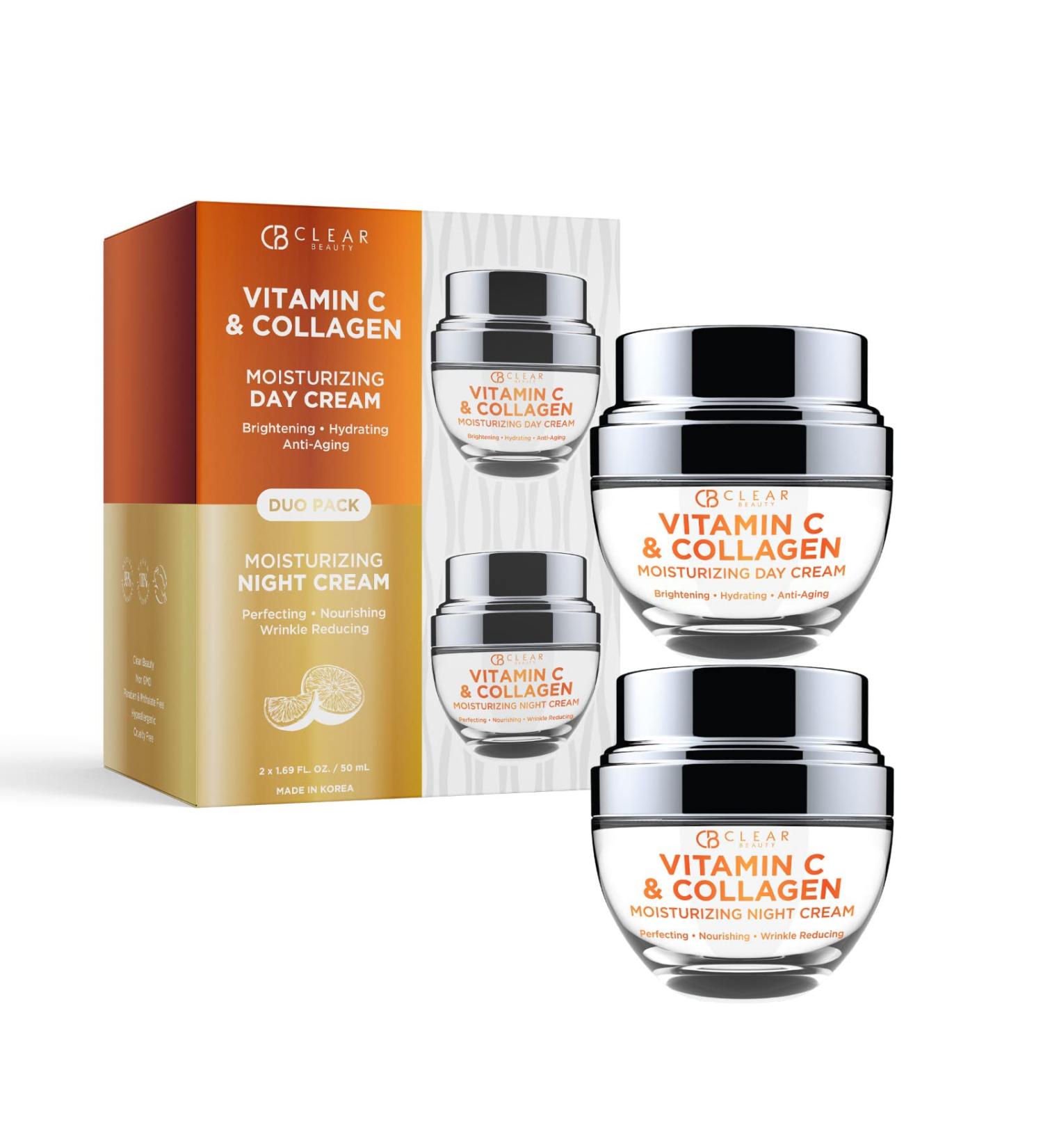 Clear Beauty Vitamin C & Collagen Anti-Aging Moisturizer Duo Set - 3.38 Fl Oz (Pack of 1) - Buy Online on SooperMarket.com