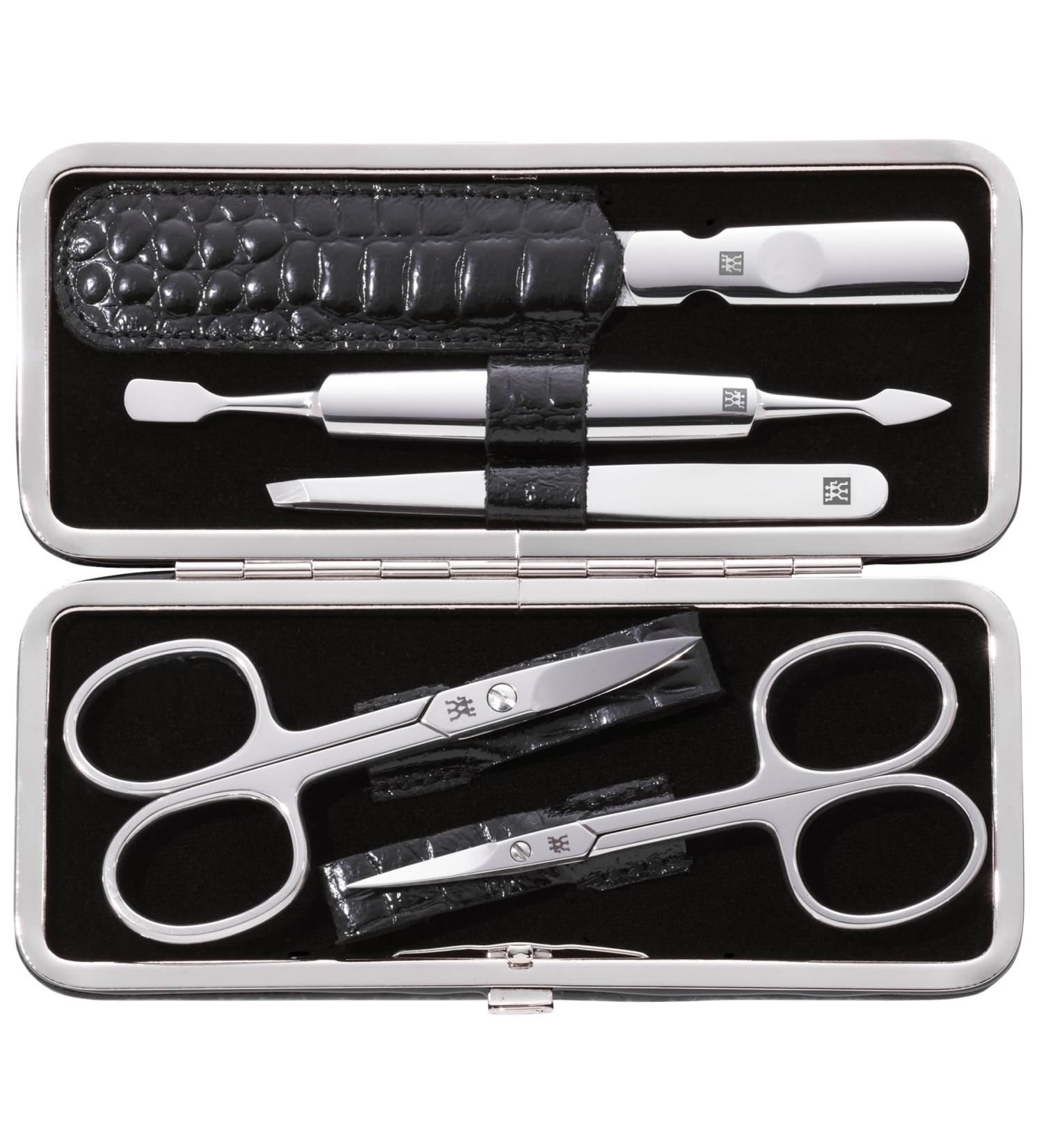 ZWILLING Manicure & Pedicure Set - 5-Piece Nail Care Kit in Black Crocodile Edition - Premium Cowhide Quality for International Shipping - Buy Online on SooperMarket.com