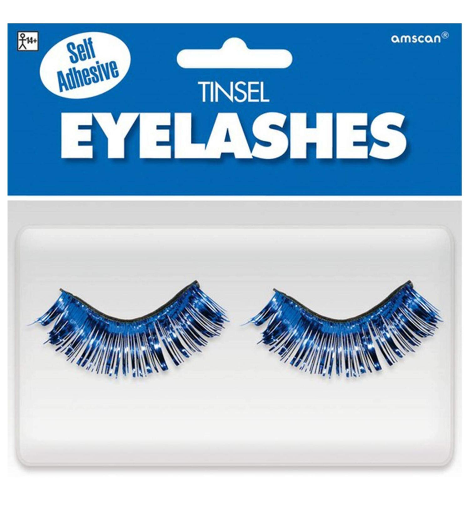 Amscan 397281.22 Non Toxic Self Adhesive Tinsel False Eyelashes  Blue