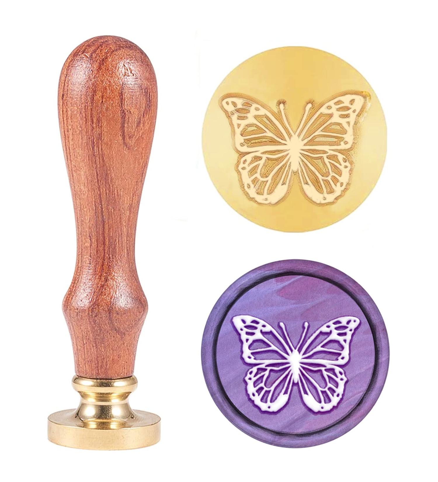 Craspire Butterfly Wax Seal Stamp 25mm - Retro Wood Handle for Envelopes & Invitations - Wedding Decor & Bottle Embellishment - Buy Online on SooperMarket.com