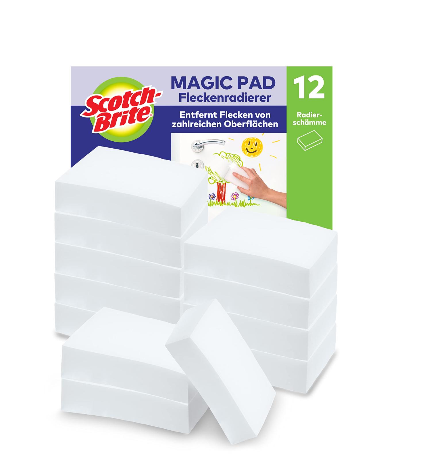 Scotch-Brite Magic Dirt Eraser - 12 Pack Cleaning Sponges for Walls Shoes & Sinks - Chemical-Free Spot Removal - Buy Online on SooperMarket.com