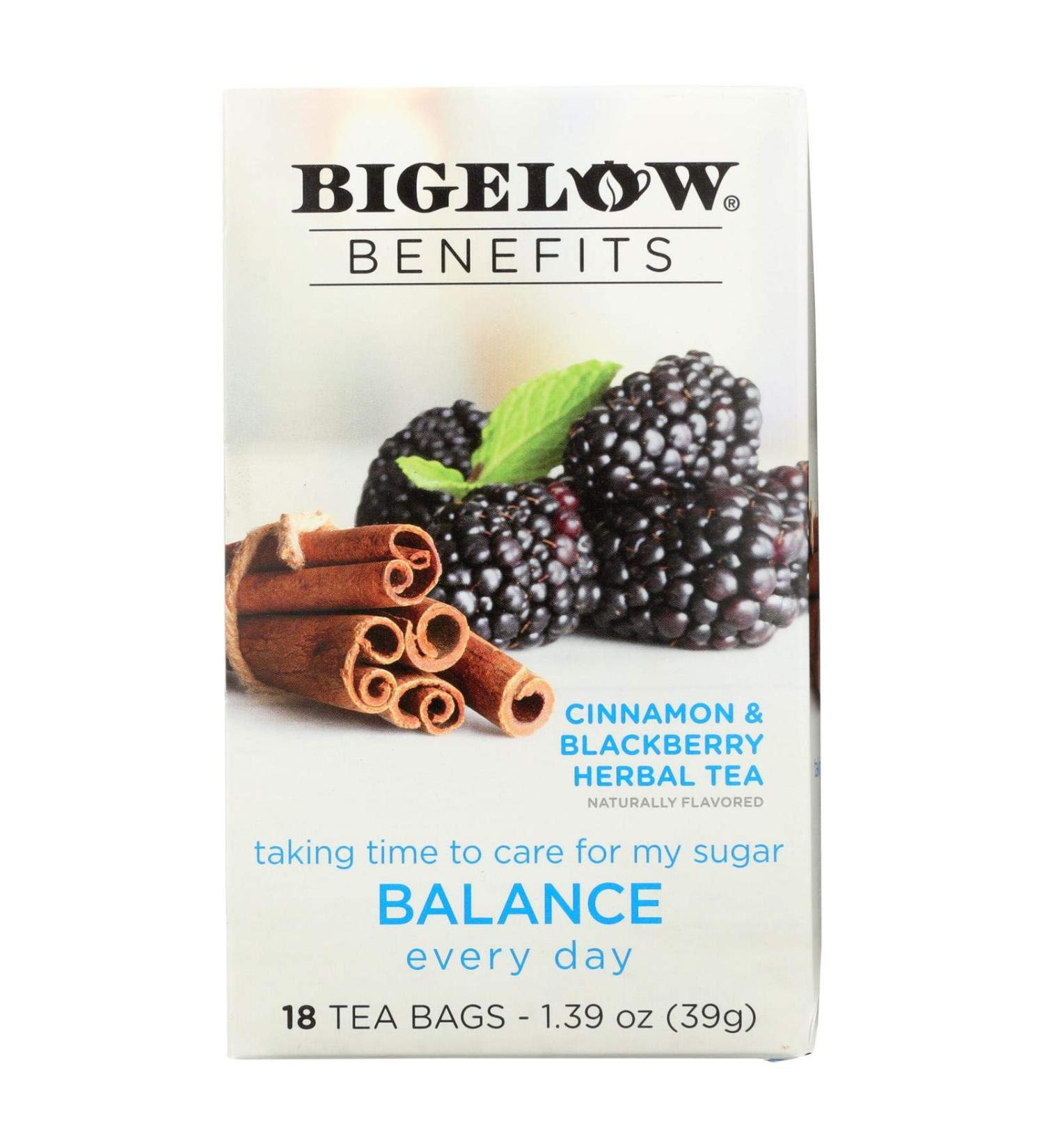 Bigelow Benefits Herbal Tea (Pack of 2) Cinnamon & Blackberry Herbal Tea, 18 Count Boxes 18 Count (Pack of 2)