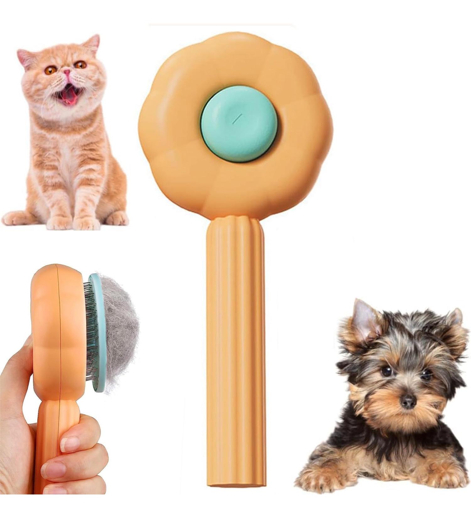 BNFGD 1Pcs Pet Hair Cleaner Brush Cute Cat Brush Dog Brush Pet Combing Brush Pet Combing Brush with Hair Removal Button Artifact for Stroking Cats and Dogs Pet Hair Cleaner Brush(Orange) - Buy Online on SooperMarket.com