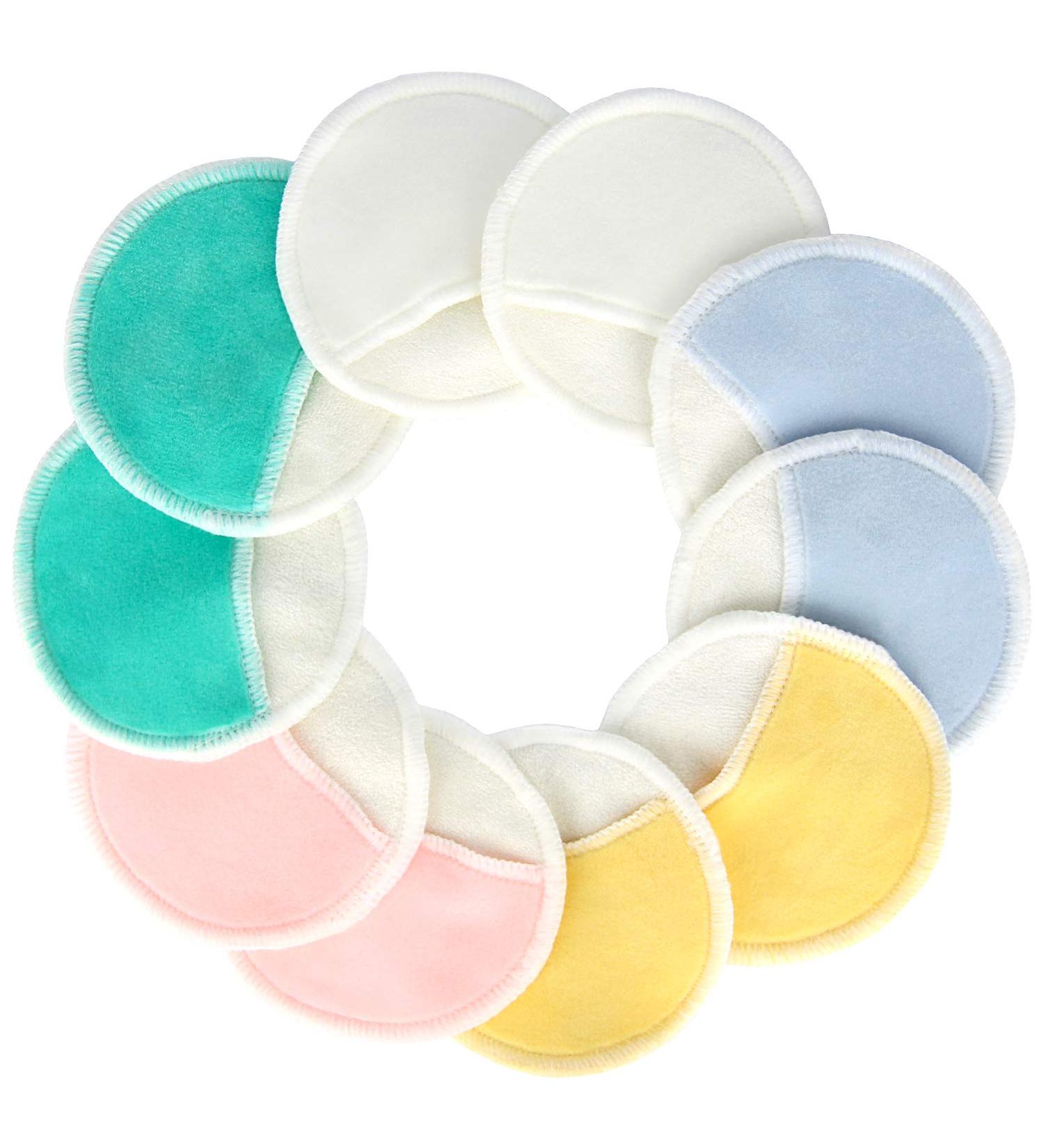 10pcs Organic Bamboo Makeup Remover Pads with Finger Pocket - Reusable 3 Layer Cotton Rounds in 5 Colors - Eco-Friendly Laundry Bag Included - Buy Online on SooperMarket.com