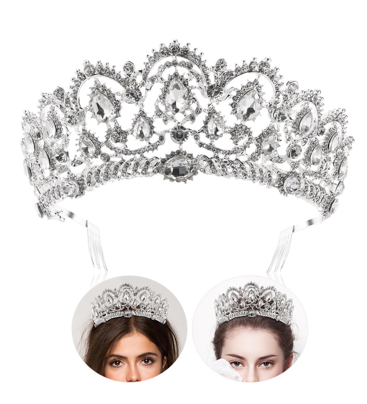wedding crown tiara rhinestone bridal crown headband for the bride with side comb - Buy Online on SooperMarket.com