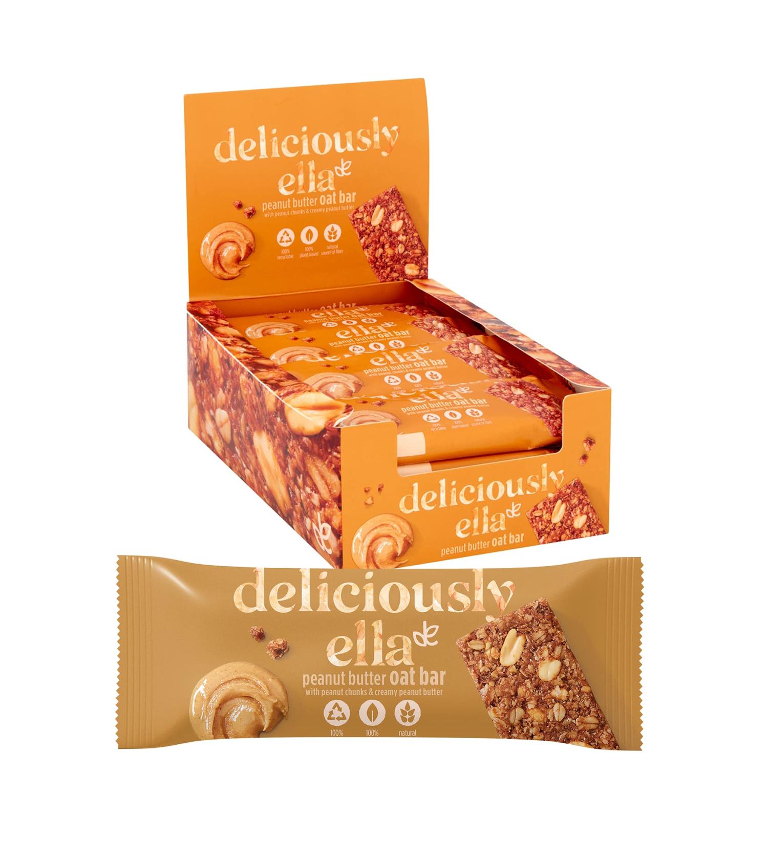 Deliciously Ella Peanut Butter Oat Bars - Gluten-Free & Vegan Snack (50g, 16 Bars) - Buy Online on SooperMarket.com