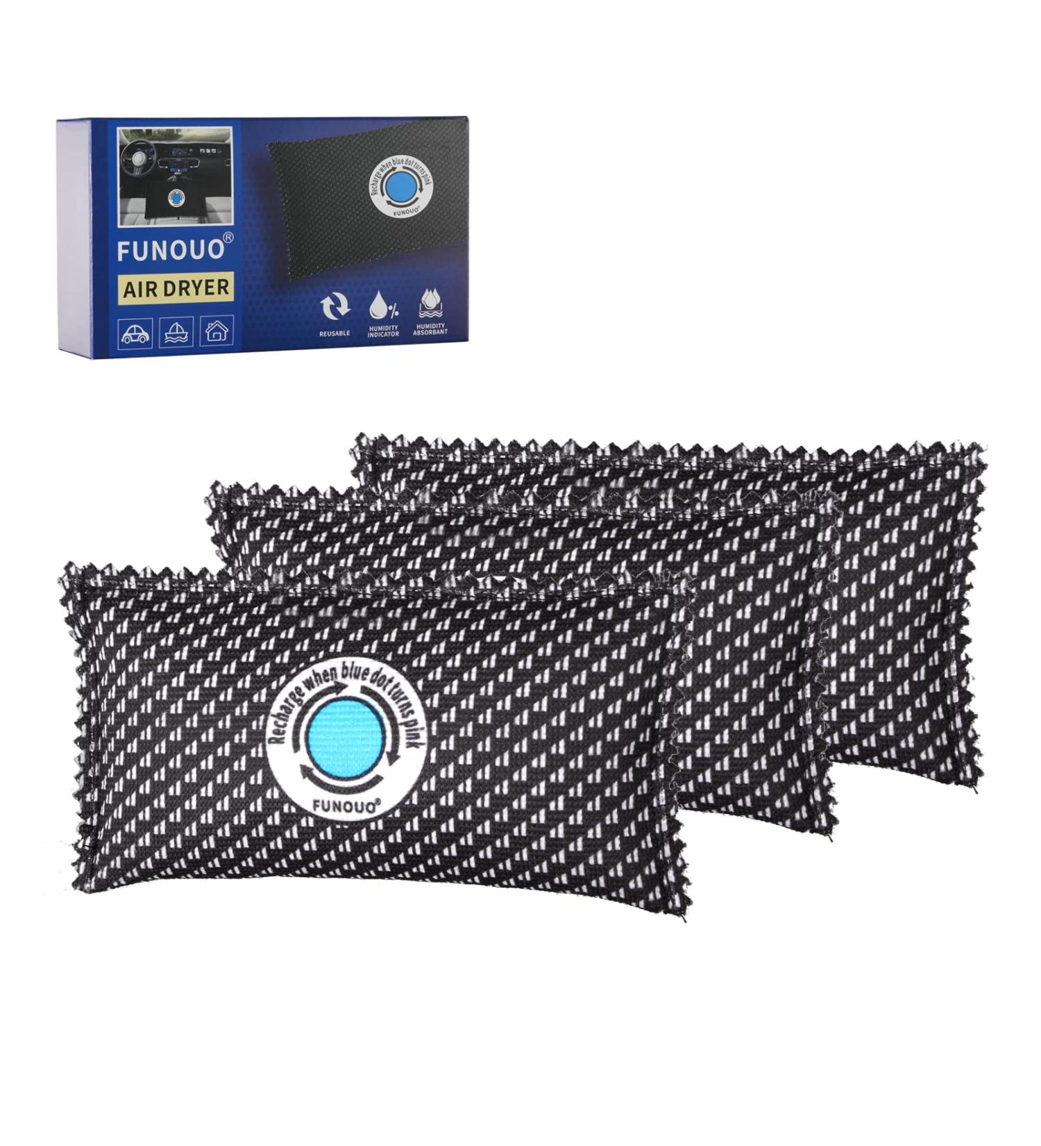 Funouo 200g Rechargeable Dehumidifiers - 3 Pack Moisture Absorber Bags for Home Cabinets & Cars - Buy Online on SooperMarket.com