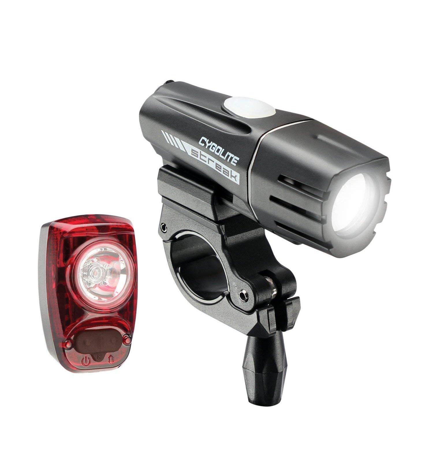 Cygolite Streak 450 Lumen Headlight & Hotshot SL 50 Lumen Tail Light Combo Set - USB Rechargeable Bike Lights - Buy Online on SooperMarket.com