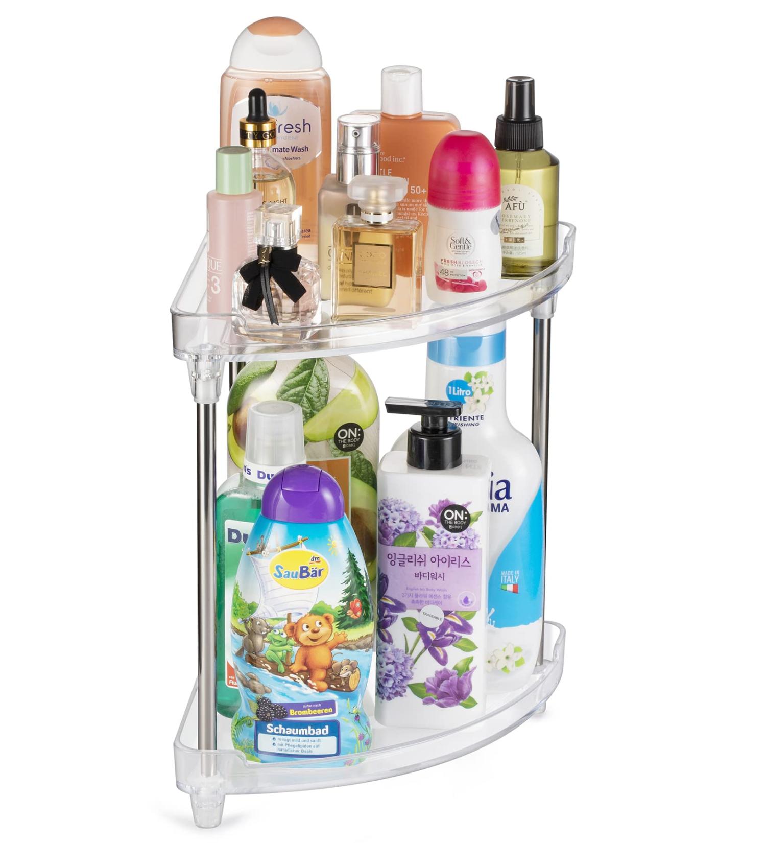 Argox 2-Layer Transparent Bathroom Organizer | Countertop Storage Solution for Bathroom Finishing | Under Sink Storage Shelf for Bathroom Essentials - Buy Online on SooperMarket.com