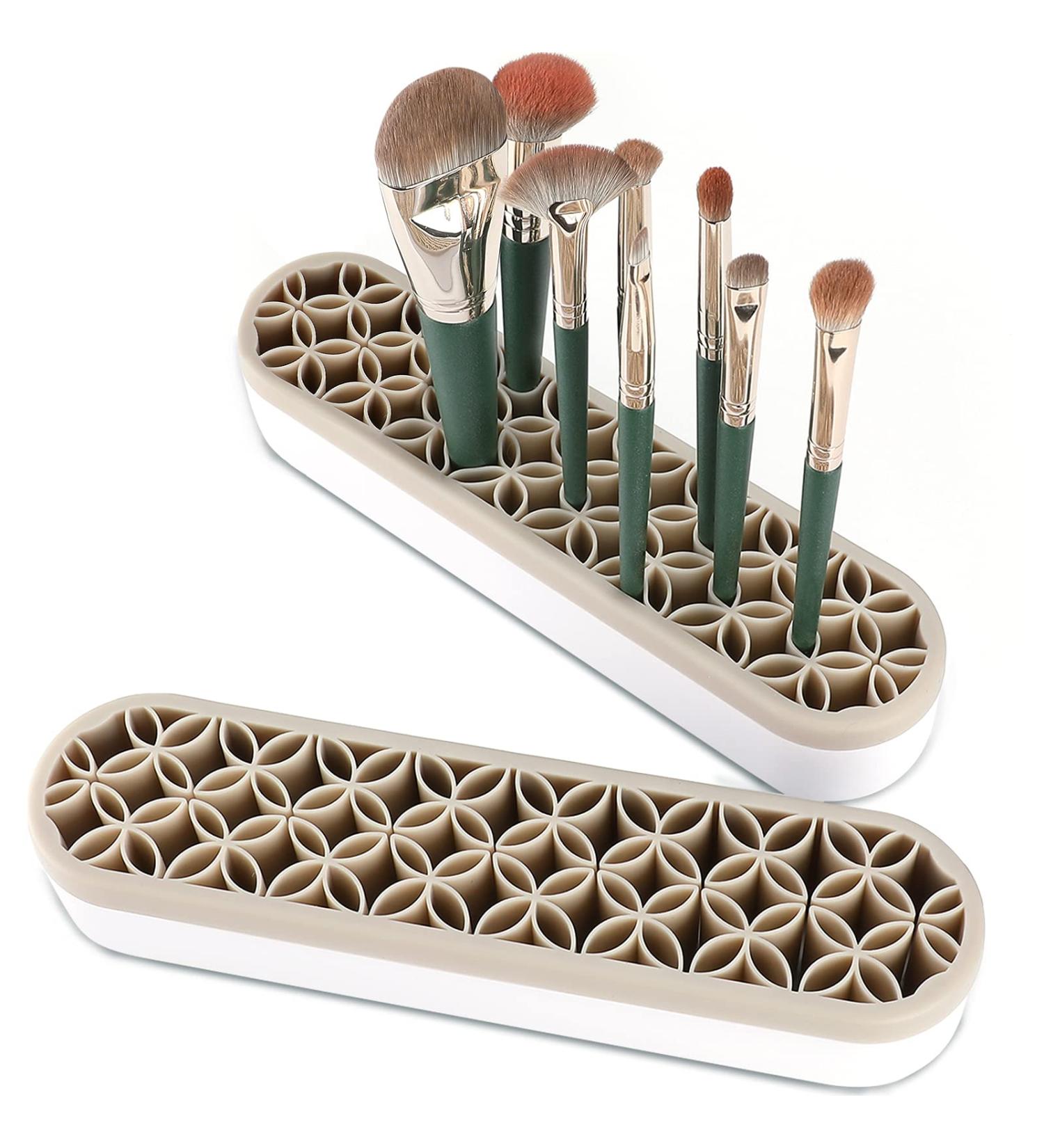 Lolalet 2 Pack Silicone Makeup Brush Holder Organizer - Multipurpose Desktop Stand for Brushes, Pencils, and Craft Tools - Buy Online on SooperMarket.com