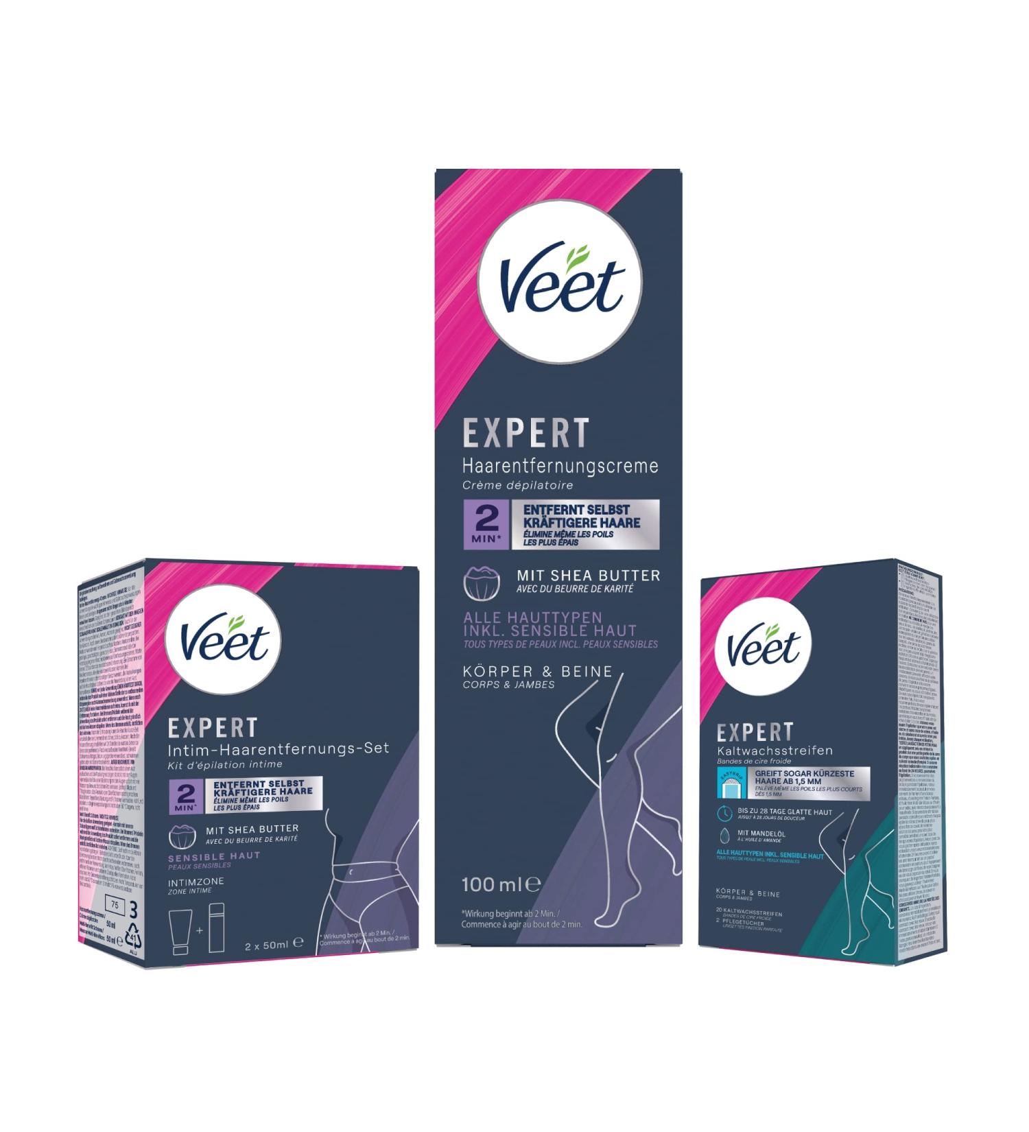 Veet Expert Cold Wax Strips for Body & Legs - Sensitive Skin Hair Removal - 10 Double Strips (20 Stripes) - International Shipping Available - Buy Online on SooperMarket.com