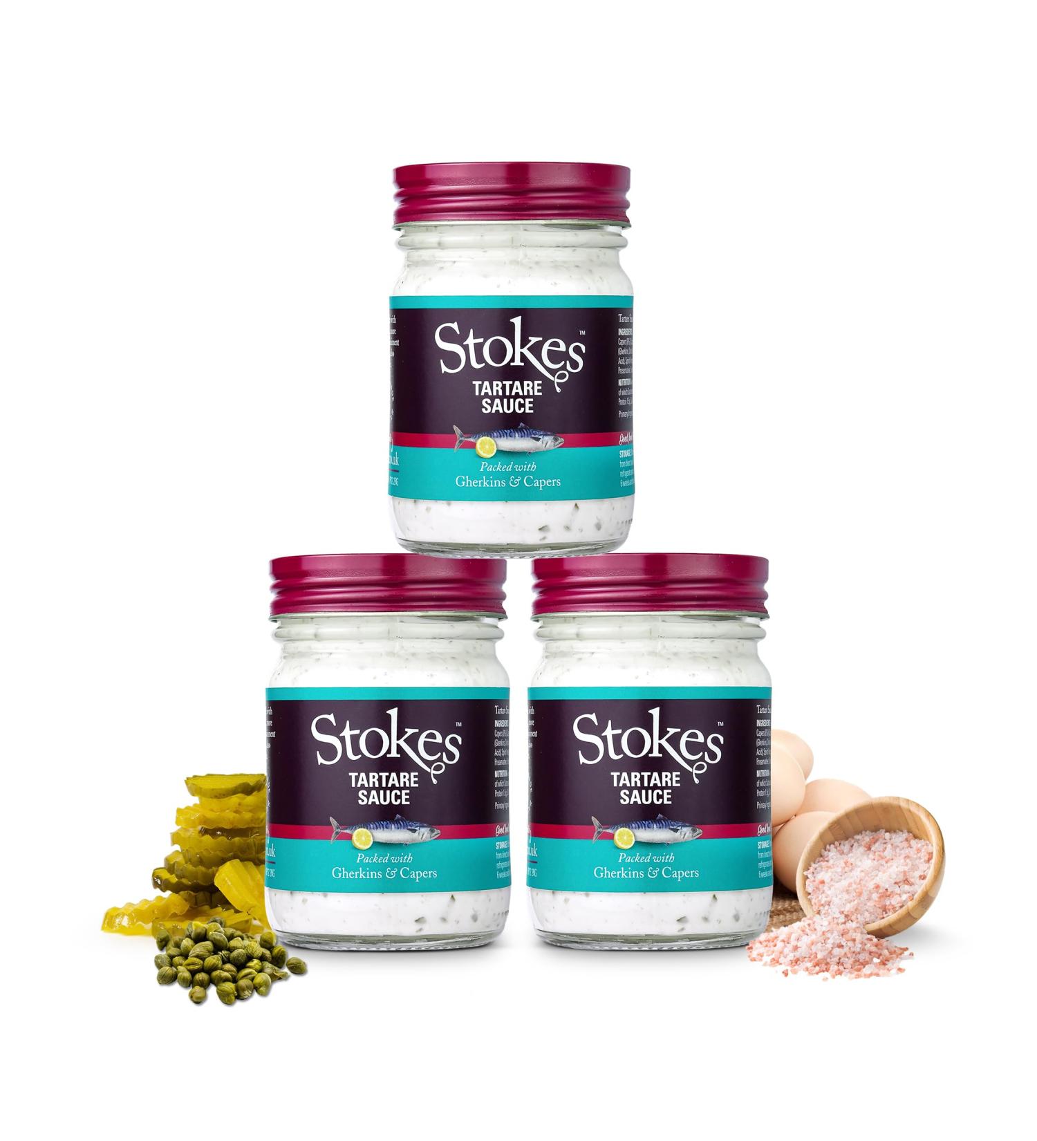 Stokes Real Tartare Sauce 3PK Smooth & Creamy Tartare Sauce Perfect For Fish Dishes Award Winning Gluten Free Tartare Sauce Made With Gherkins & Capers Beautifully Balanced Flavour 200g Glass Jar - Buy Online on SooperMarket.com