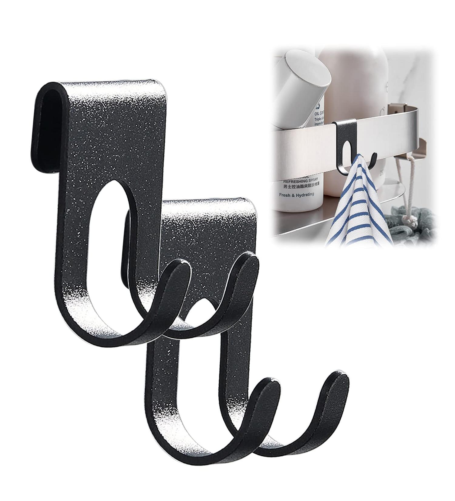 Self-Adhesive Razor Holder & Towel Hook - Bathroom & Kitchen Organizer (Black 2-Pack) - Buy Online on SooperMarket.com