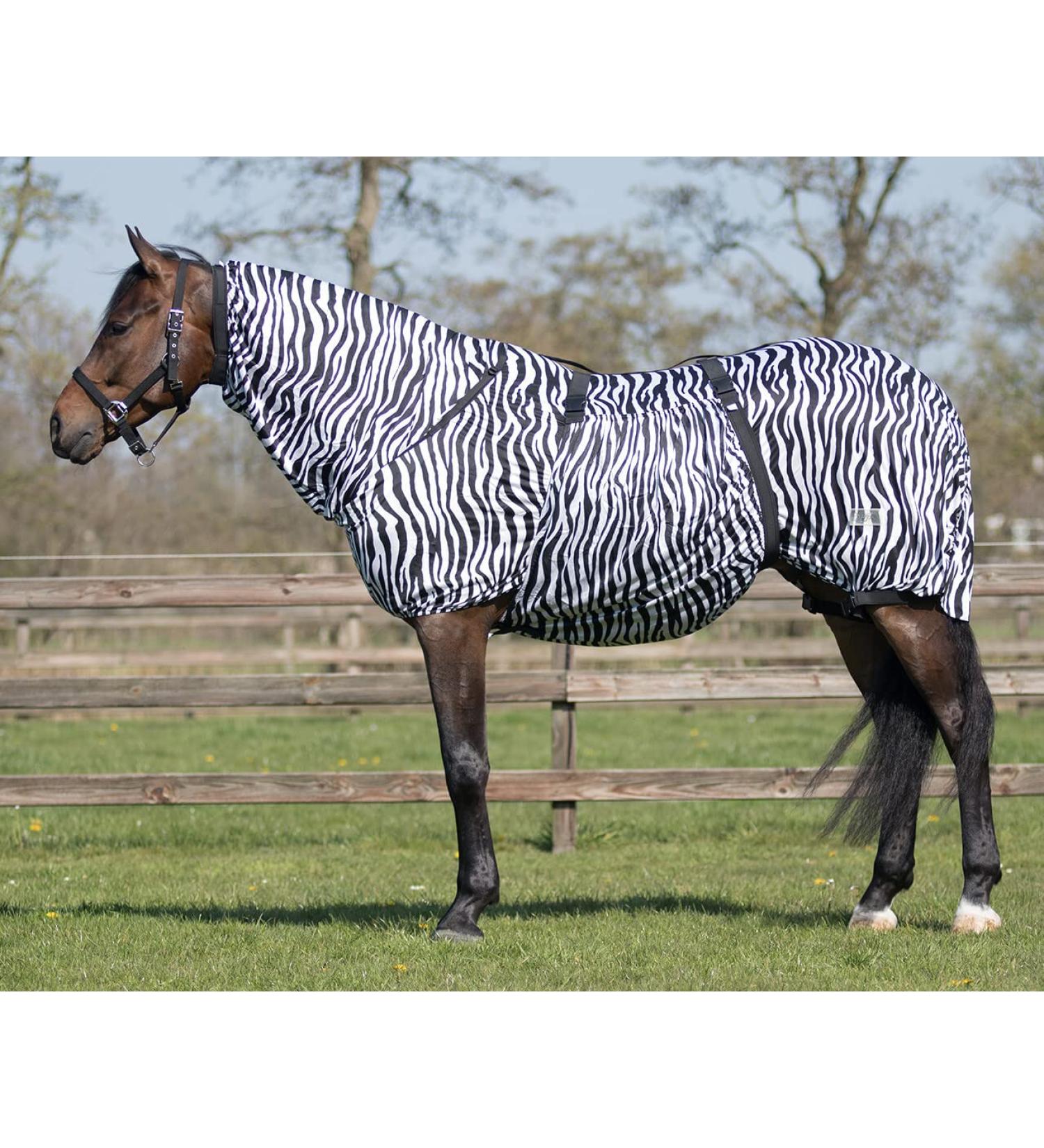 QHP eczema blanket with neck and removable belly flap (100 cm Zebra) 100 cm Zebra