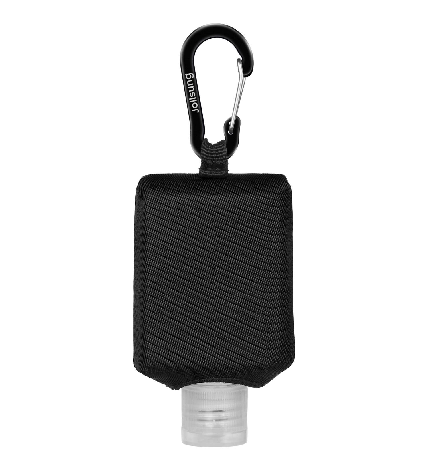 Jollsung Travel Size Hand Sanitizer Bottle Case Holder - 60ML/2 oz Flip Cap Reusable Bottles with Carabiner - Black - Buy Online on SooperMarket.com