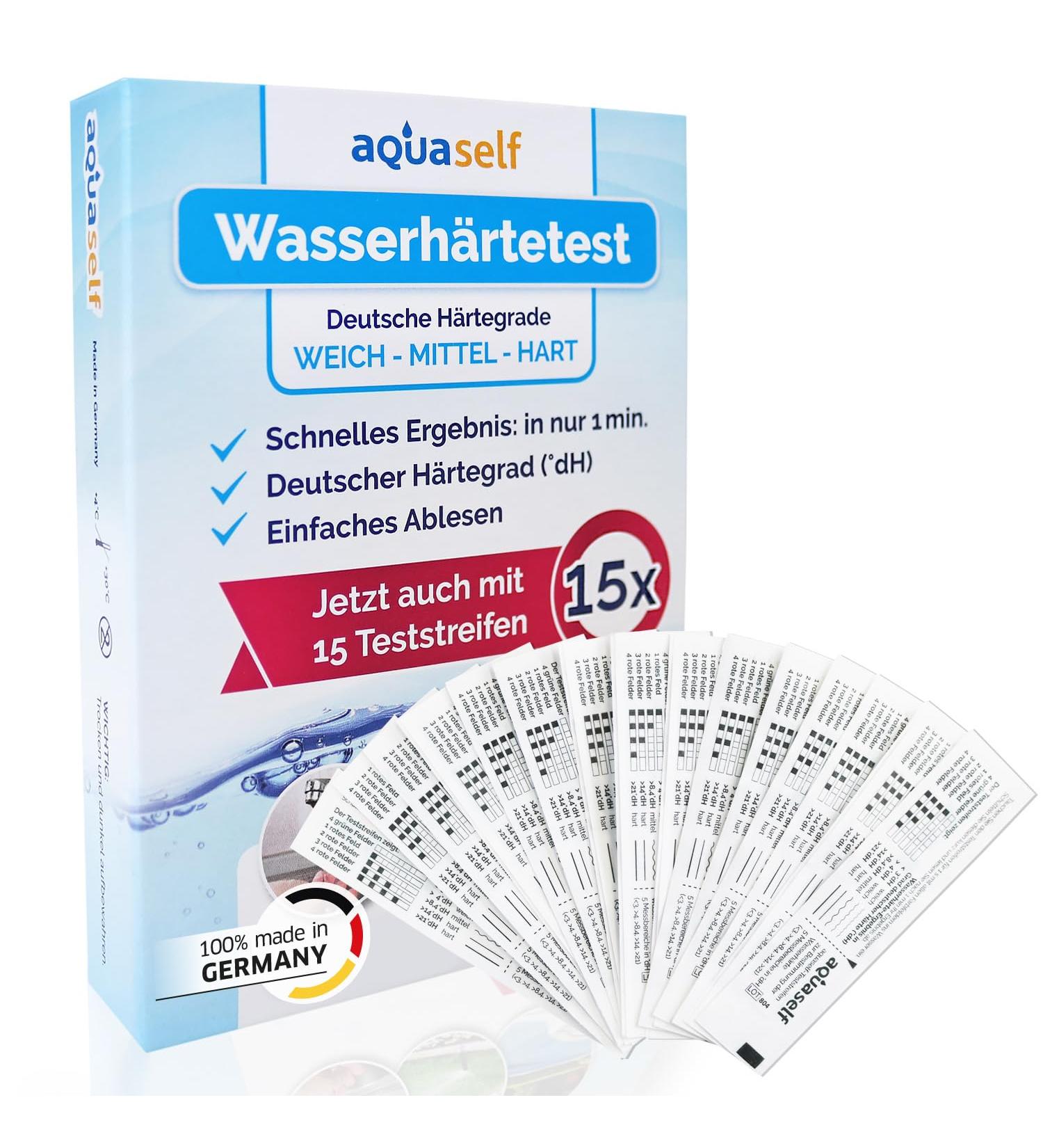 Determine Water Hardness Test Strips ( DH) - 15 Individually Packaged - Made in Germany - Fast & Accurate Results for Soft Medium Hard Water - Buy Online on SooperMarket.com