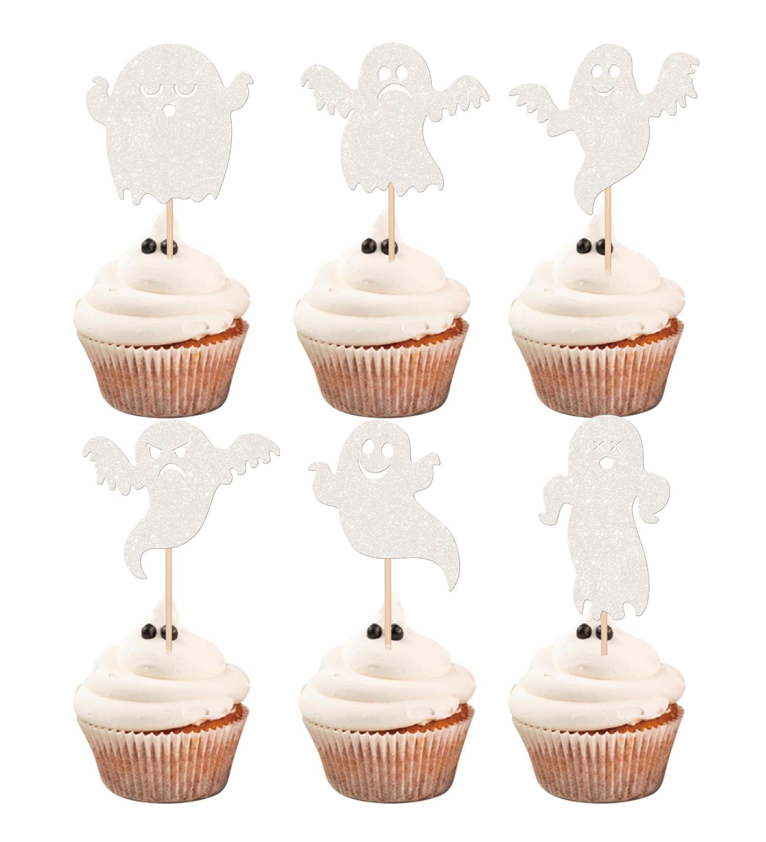 Rsstarxi 30 Halloween Ghost Cupcake Toppers Glitter White Spooky Halloween Cupcake Picks Halloween Baby Shower Cake Decorations for Ghost Theme Birthday Halloween Party Decorations Design 20 - Buy Online on SooperMarket.com