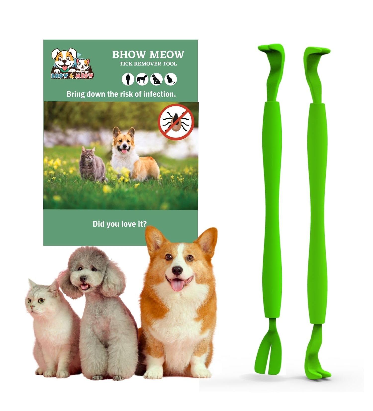 BHOW MEOW Tick Remover Tools 2PCS Set - Ideal for Dogs, Cats, Horses, and Humans - Long 3XL Size with Perfect Grip - Buy Online on SooperMarket.com