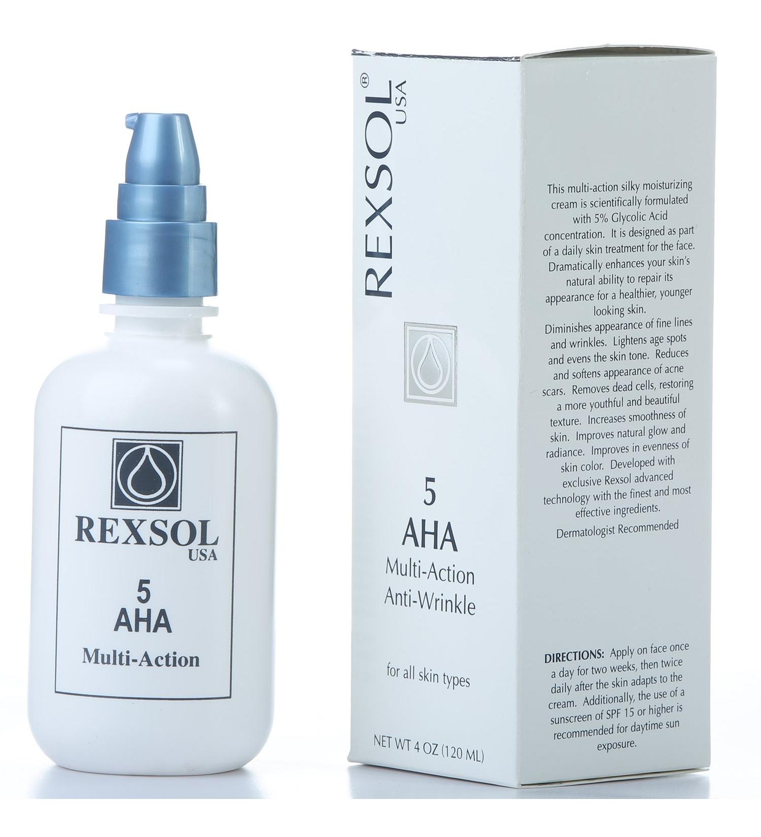 REXSOL 5 AHA Multi-Action Anti-Wrinkle Cream | Anti-Aging with Vitamin E Algae Ginseng Calendula & Caviar Extract | Diminish Fine Lines & Wrinkles | 120 ml - Buy Online on SooperMarket.com