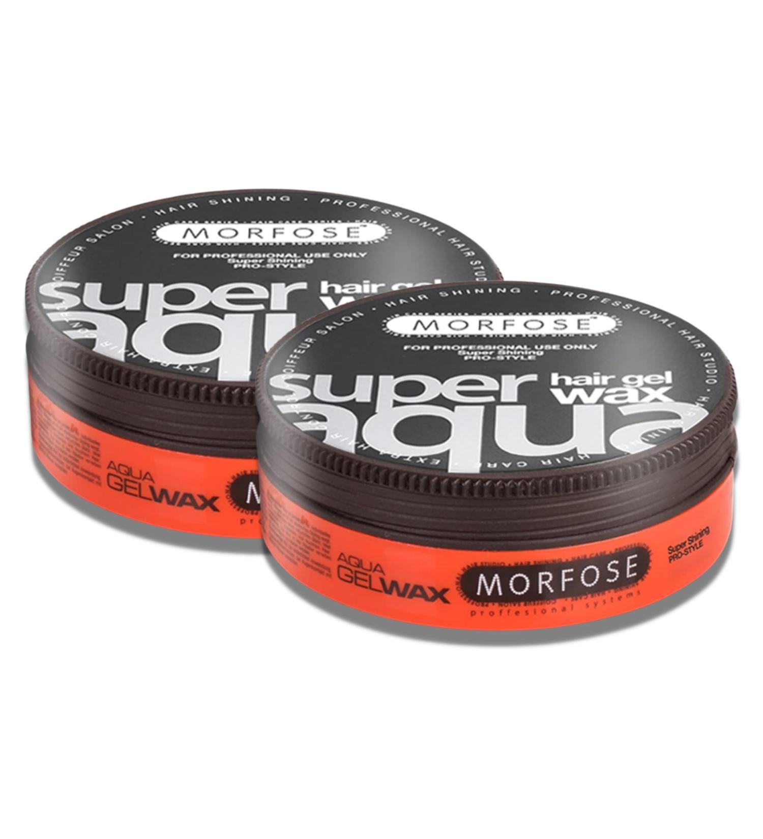 Morfose Hair Gel Wax (175 ml) - Super Aqua | Buy 2-Pack for Strong Hold & Shine - International Shipping Available - Buy Online on SooperMarket.com