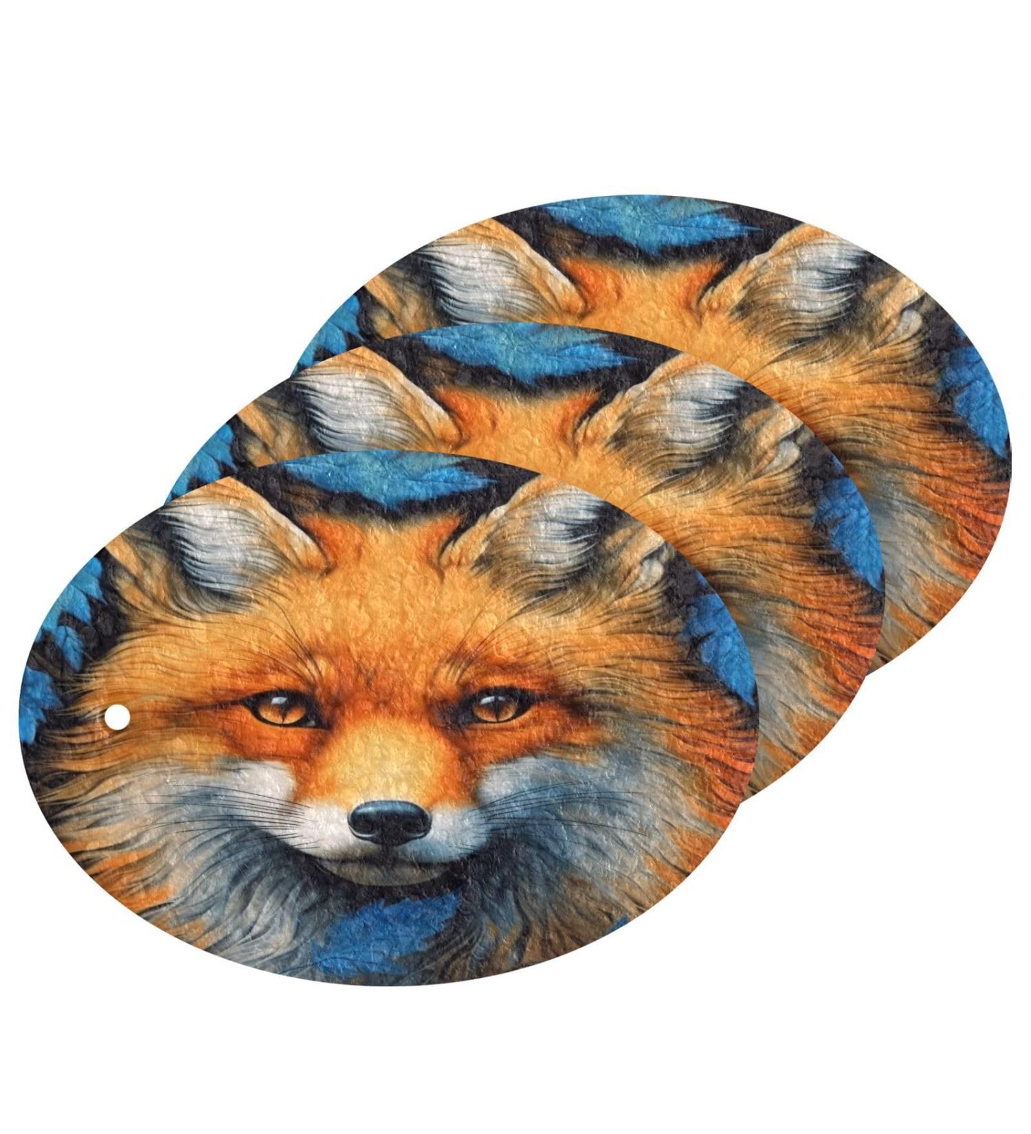 Kigai Cute Wolf Scrubbing Sponge 3 Packs Reusable Dish Wash Scrub Sponge Clean Stubborn Oil Stains Anti-Scratch Cleaning Sponge for Kitchen Tableware - Buy Online on SooperMarket.com