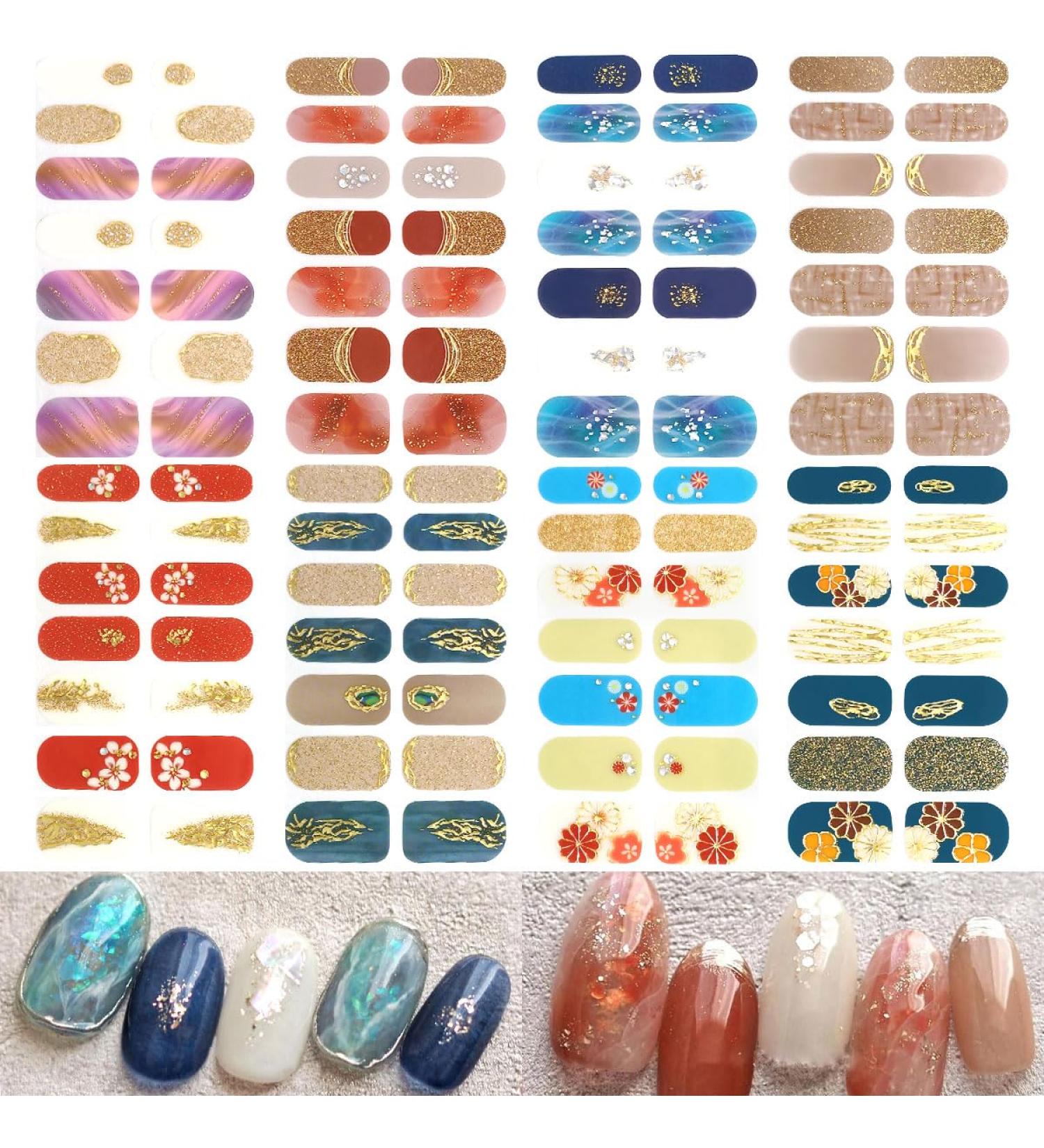 NAILDOKI Nail Stickers 8 Sheets x 14 Pieces - Self-Adhesive Gel Nail Wraps for Women & Girls | Nail Polish Strips & Art Decals C3-20 - Buy Online on SooperMarket.com