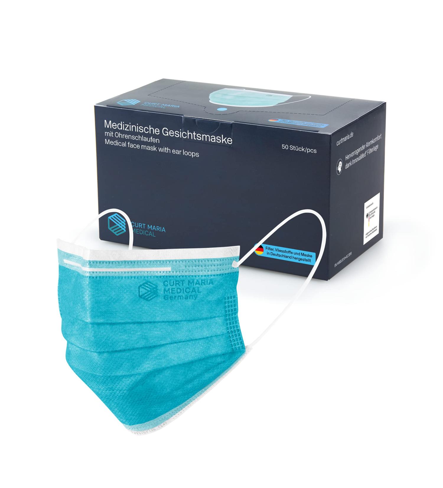 Mundschutz Masken Made in Germany | Curt Maria Medical - 50 Pack of High-Quality Face Masks - Buy Online on SooperMarket.com