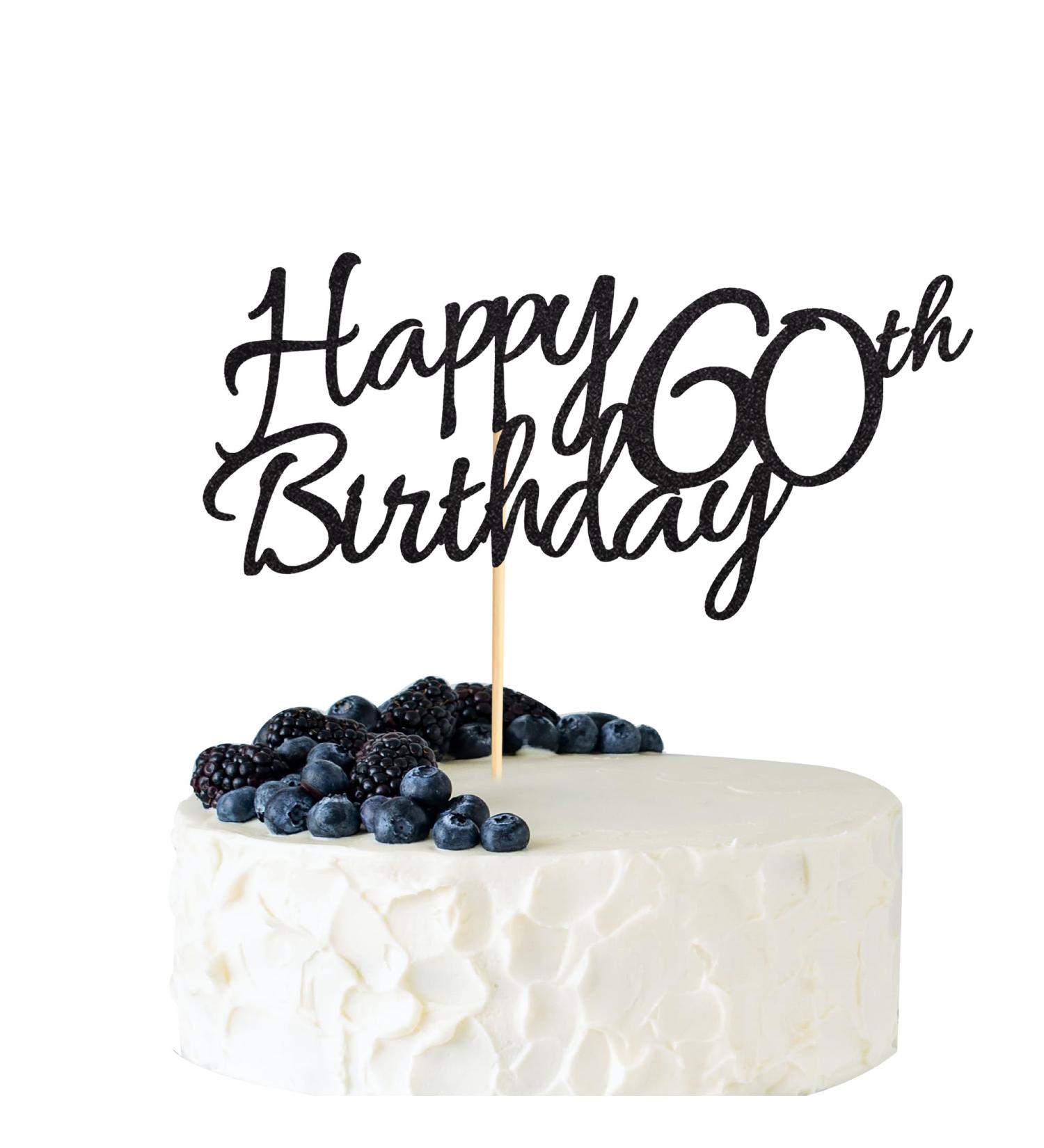 Arthsdite 1 Pc Happy 60th Birthday Cake Topper 60 Cake Topper Happy 60 Birthday Cake Decoration for 60th Cheers to 60 Birthday Party Decoration Supplies - Black Glitter Black 60 - Buy Online on SooperMarket.com