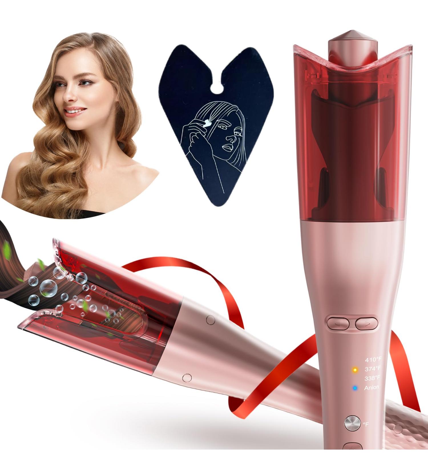 Shop 2024 Automatic Hair Curler - Upgraded Curling Iron with Anion Protection & Dual Voltage - Smart Anti-Stuck Feature 3 Temps & Timers in Rose Gold - Buy Online on SooperMarket.com