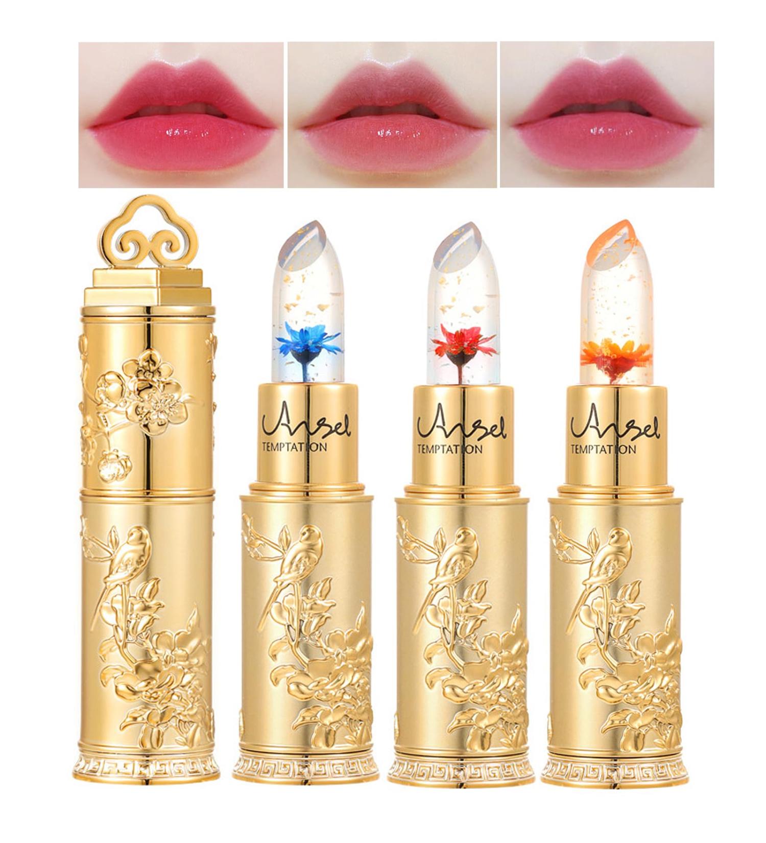 Flower Jelly Lipstick Set - Temperature Change Moisturizer & Color Change Lip Gloss | Long-lasting Nourishing Balm | 3 Shades - Buy Online on SooperMarket.com