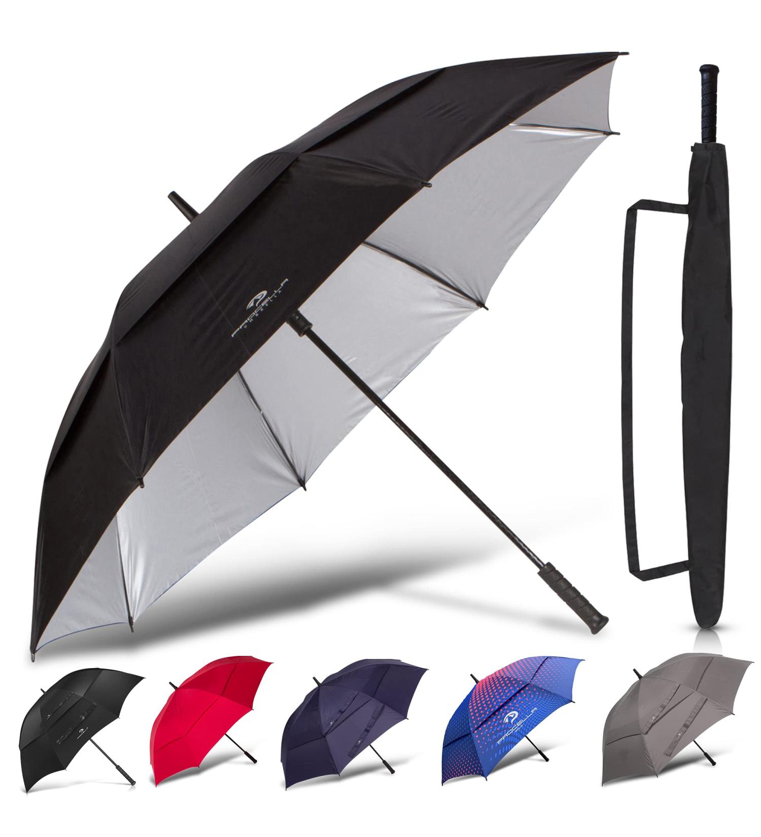 Procella Golf Umbrella - UV Protection, Windproof & Waterproof - UPF 50+ Sun Umbrella for Golf, Sports & Everyday Use - Heavy Duty Automatic UV Blocker with Matching Carrying Case - Buy Online on SooperMarket.com