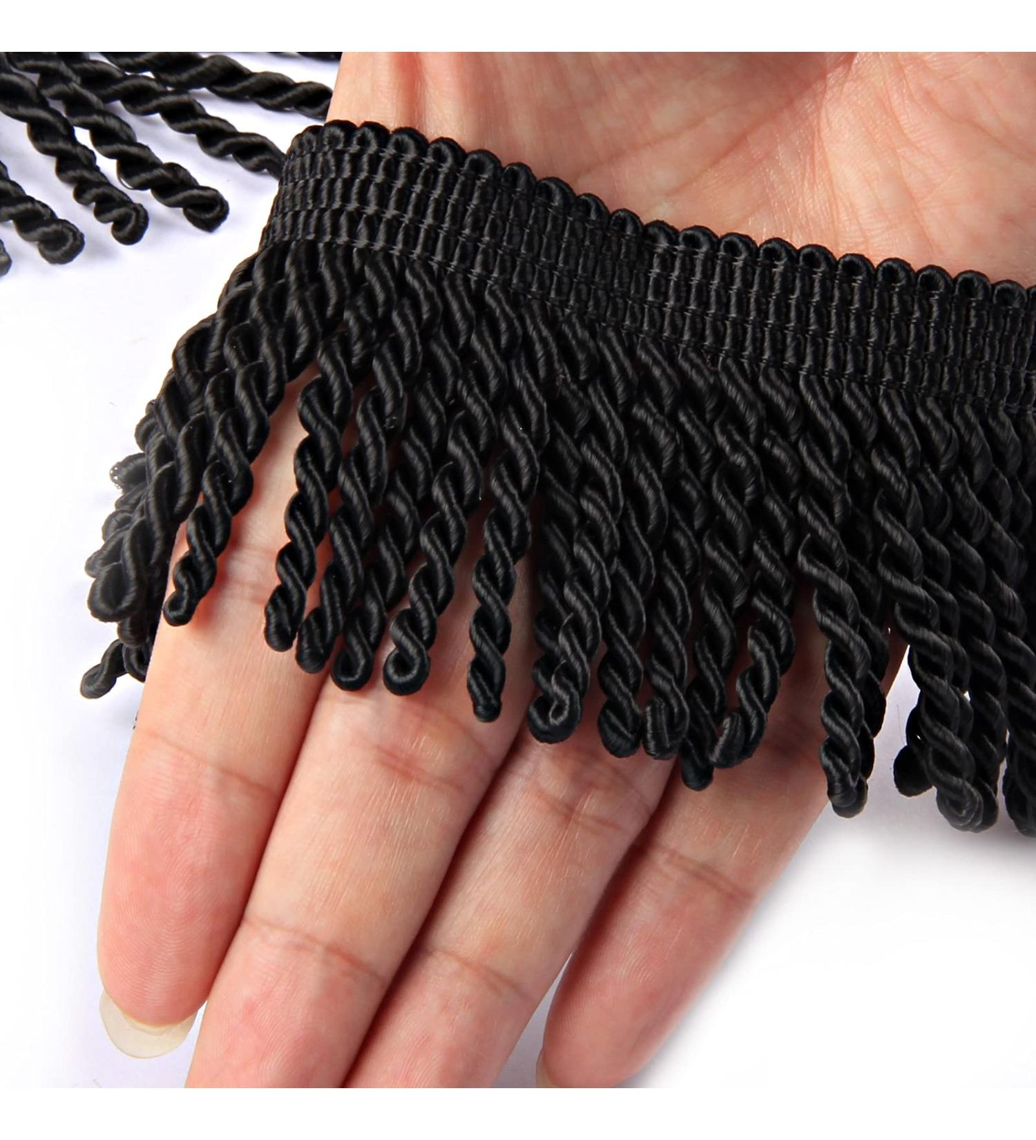 HedongHexi Black Bullion Fringe Trim 5 Yards - 2.5 Inches DIY Fabric Trim for Curtain, Sofa, Clothes - Sewing Decoration - Buy Online on SooperMarket.com