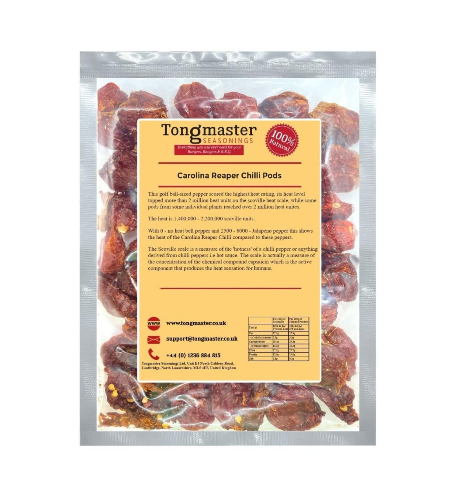 Carolina Reaper Dried Chilli Pods - Worlds Hottest Chilli Pepper - 20g