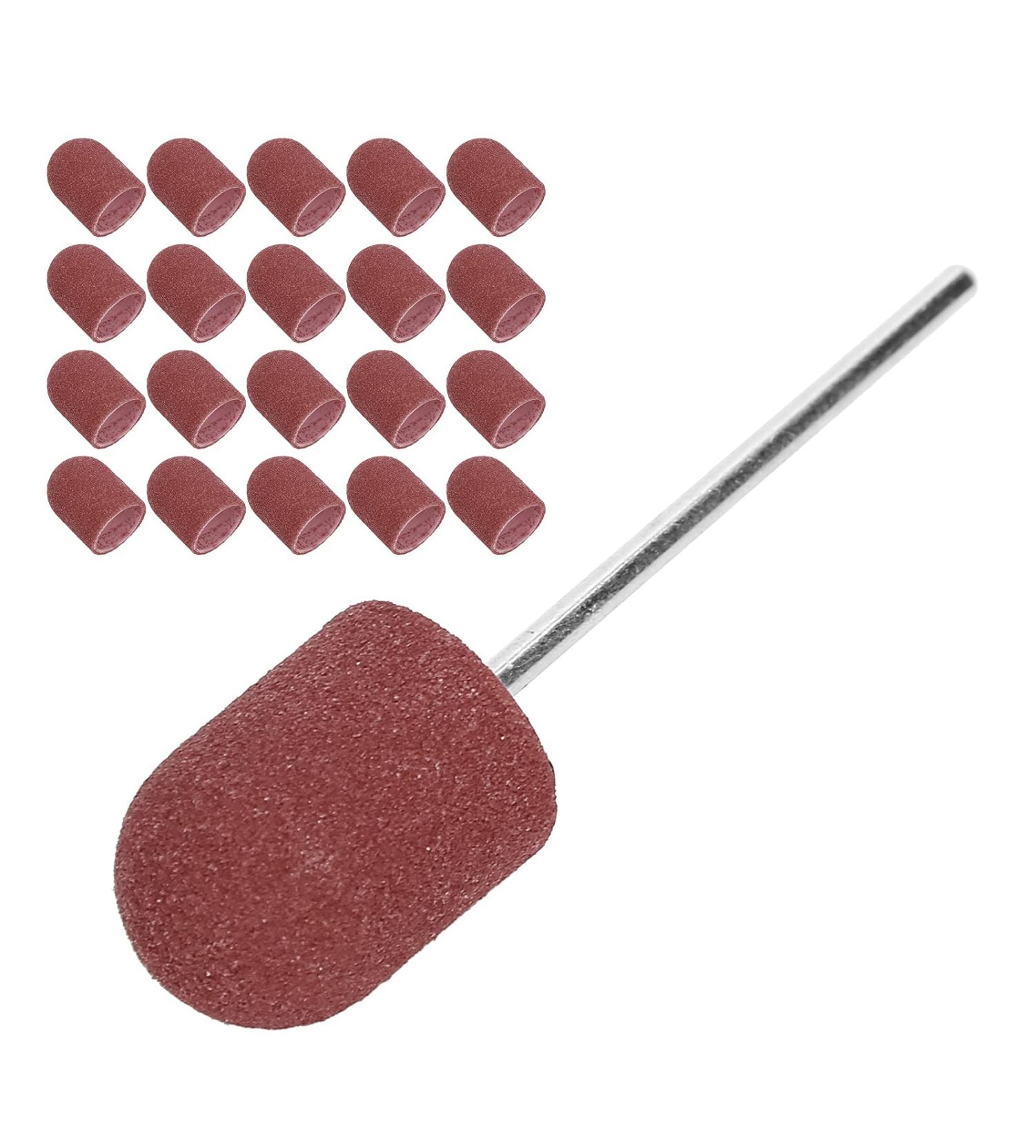 Nail Sanding Drill Bit 0.5 X 0.7in Easy To Store High Strength Nail Polishing Sanding Head Fine Sandpaper with Shaft for Grinding(Brown) - Buy Online on SooperMarket.com