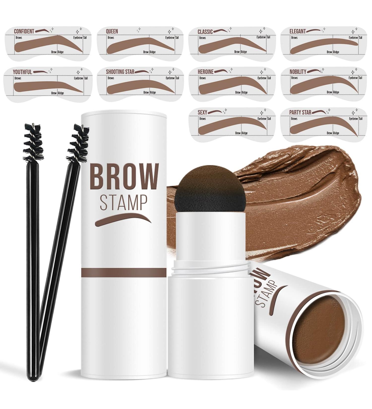 Cilrofelr Eyebrow Stamp and Stencil Kit - One Step Brow Stamp Shaping Kit with 10 Stencils, Light Brown, Long Lasting Waterproof Formula - Buy Online on SooperMarket.com