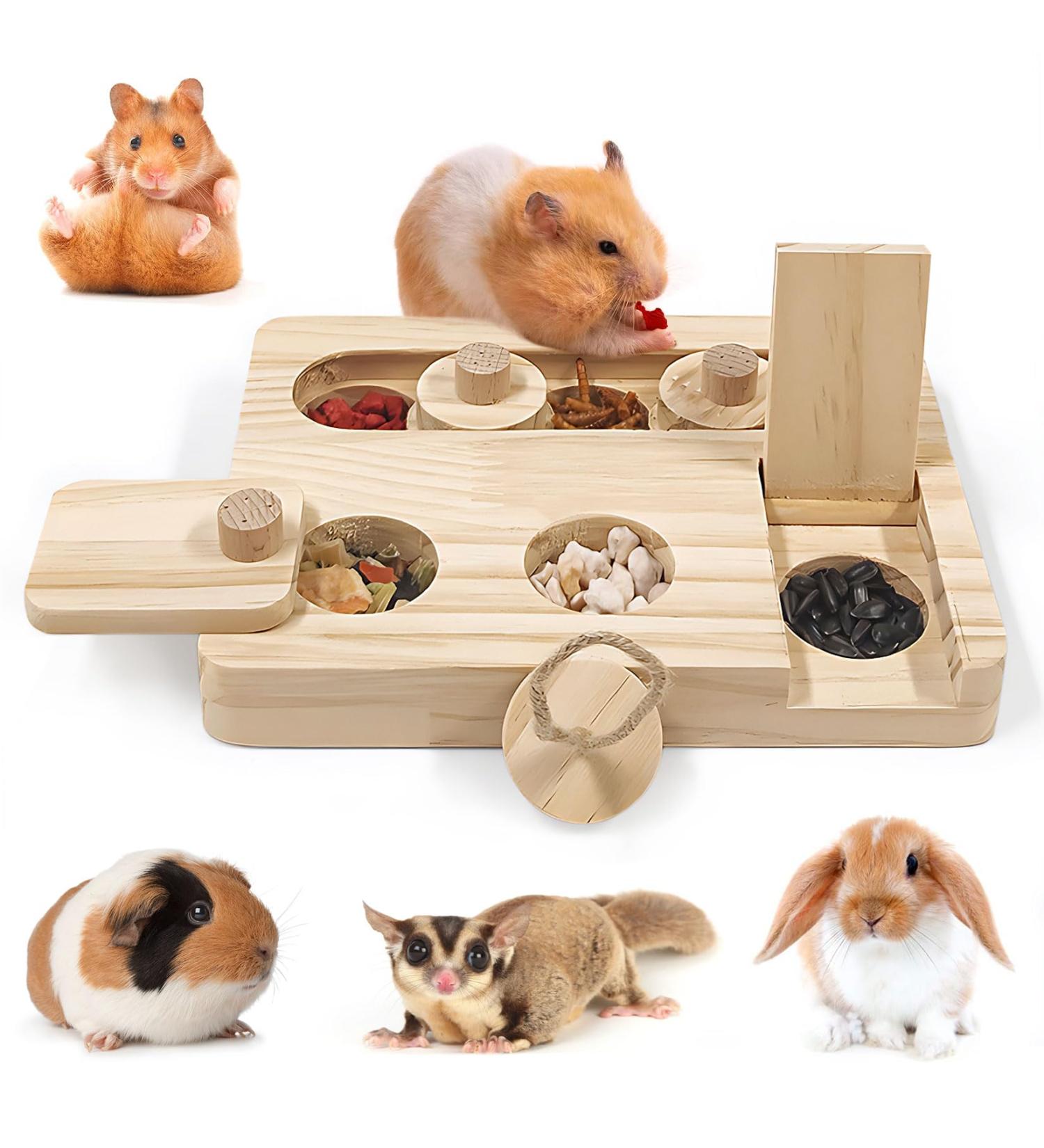 Autumn 6-in-1 Guinea Pig Wooden Toy Set | Hamster & Small Animal Activity Toys for Chinchillas Mice & Dwarf Hamsters - Buy Online on SooperMarket.com