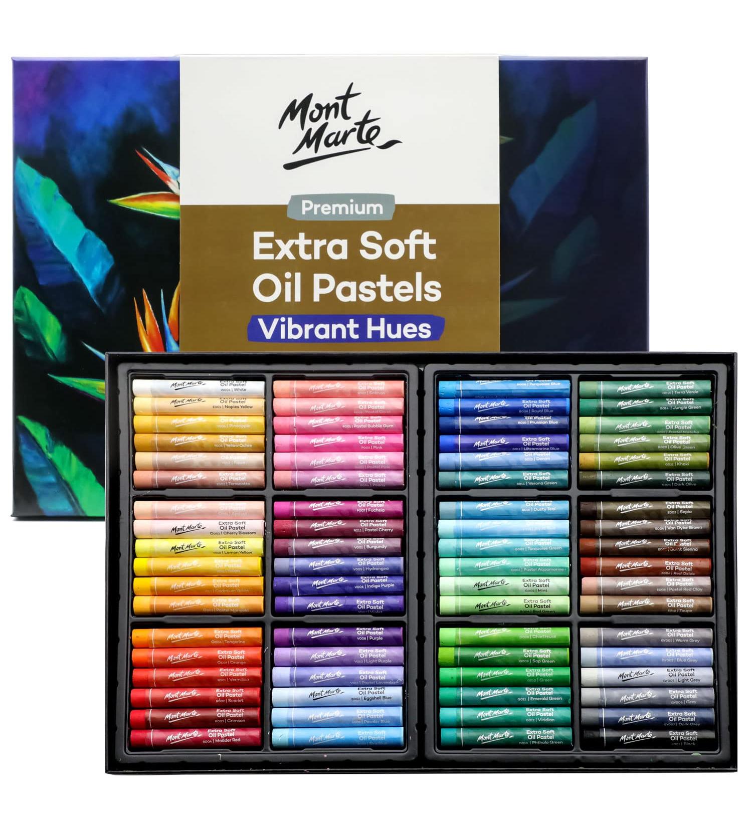 Mont Marte Extra Soft Oil Pastels 72pc - Assorted Bright Colors - Vibrant and Buttery - Ideal for Art, Craft, Coloring, and Sketching - Buy Online on SooperMarket.com