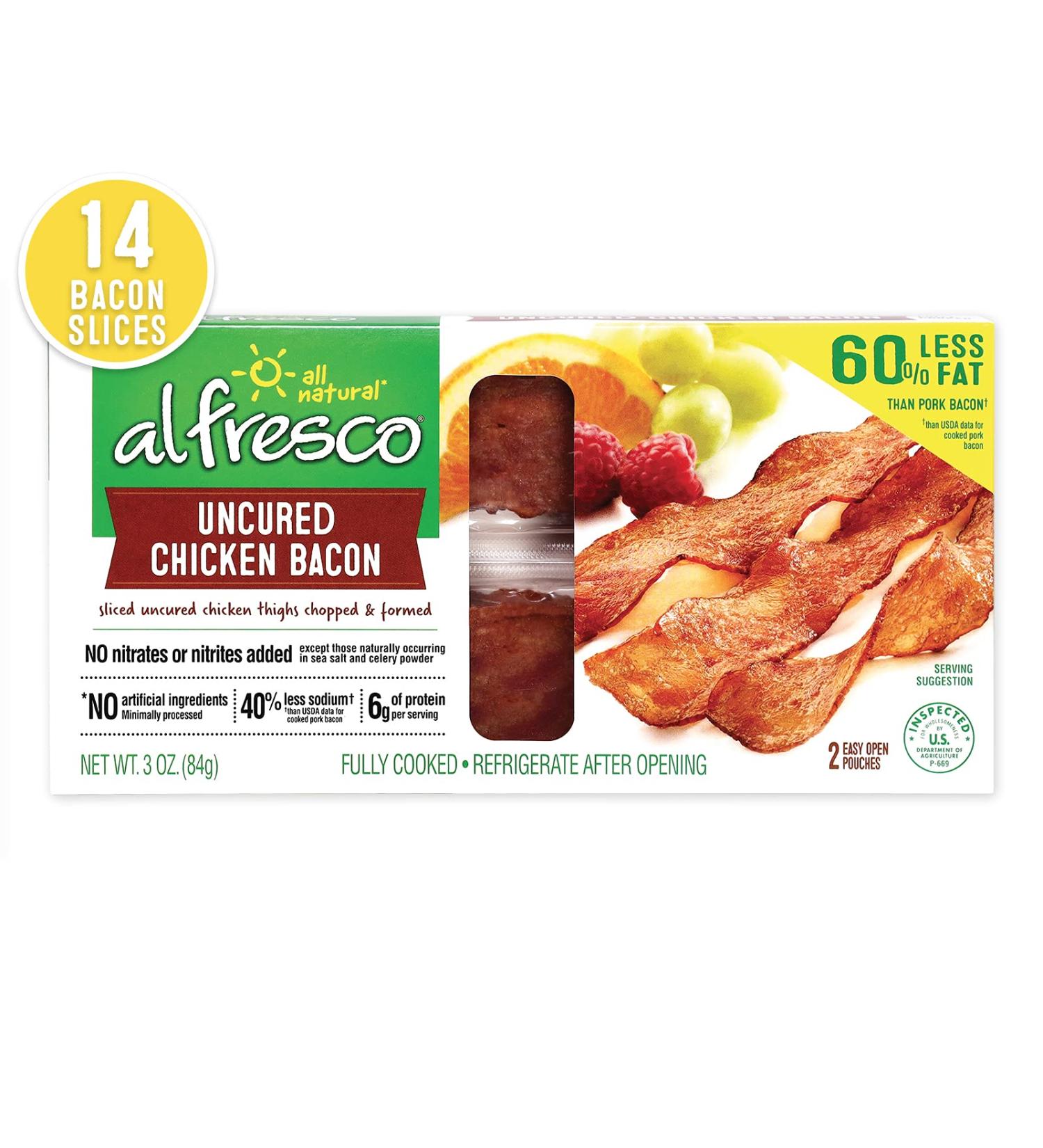 al fresco Fully Cooked Uncured Chicken Bacon 3 oz - Delicious & Convenient Bacon Alternative - Buy Online on SooperMarket.com