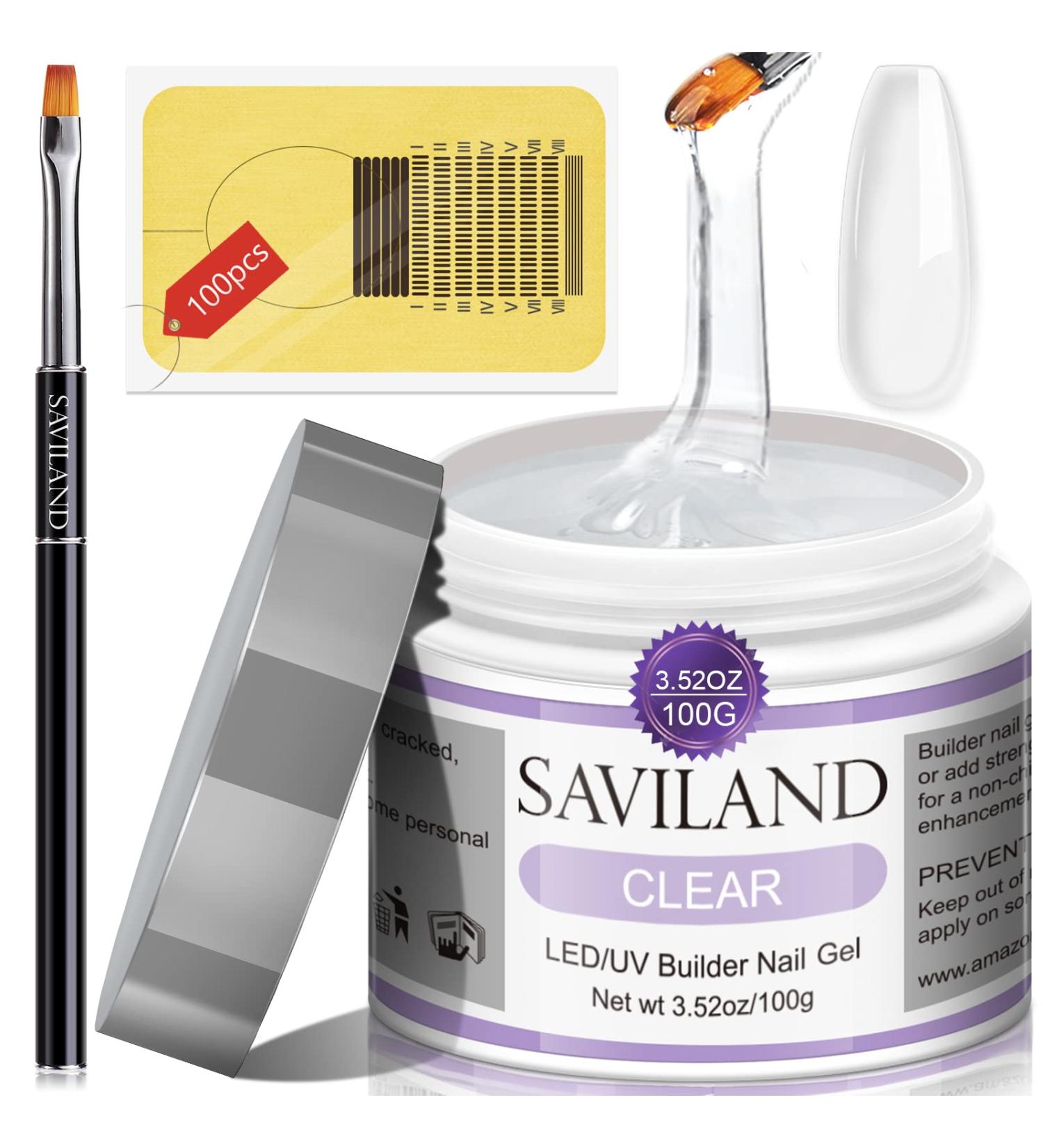 Saviland 3.5oz/100g Clear Builder Nail Gel Kit - Nail Extension Set with Nail Forms and Brush - Buy Online on SooperMarket.com