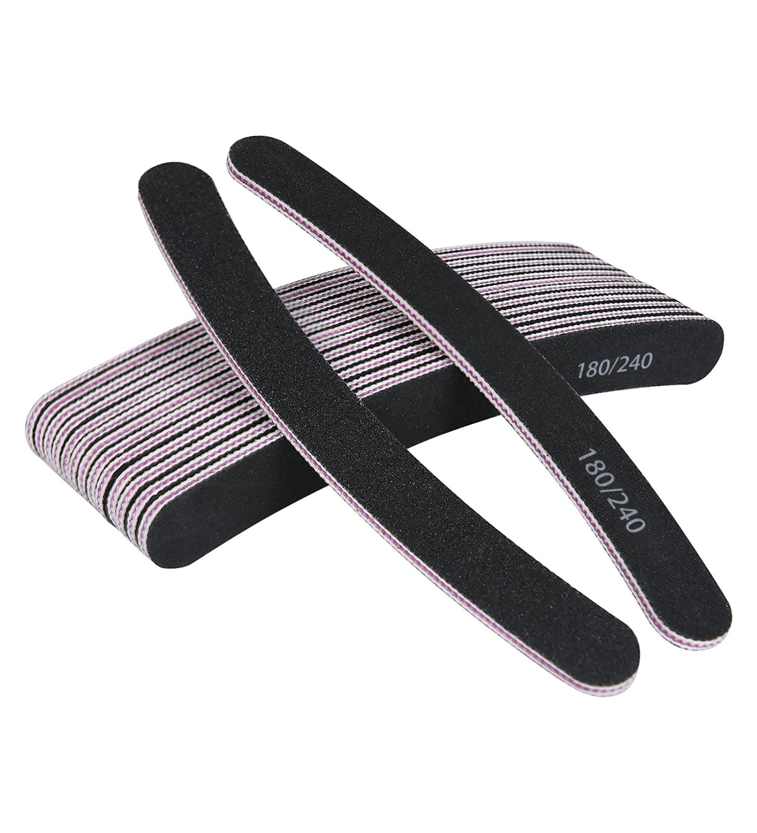 Uraqt 15-Piece Nail Files Set - Double-Sided Disposable Gel Nail Files 180/240 Grit in Purple & Black - Perfect Nail Care Tools & Accessories - Buy Online on SooperMarket.com