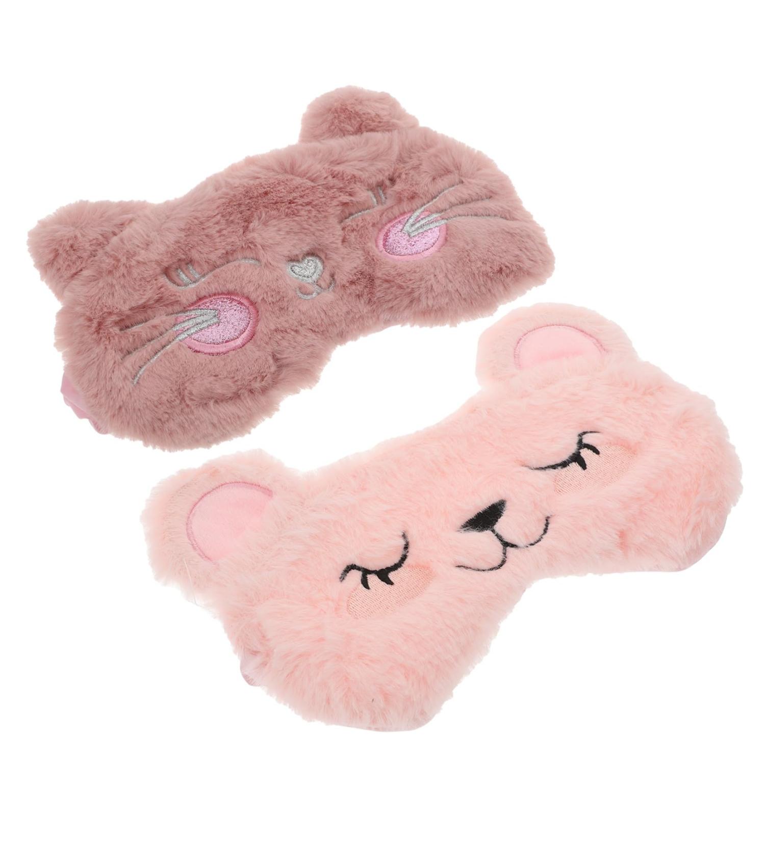 Buy 2pcs Panda Sleep Mask Set - Faux Fur Eye Masks for Men & Kids | Night Blindfolds & Plush Child Face Masks - Assorted Colors - Perfect for Sleep & Relaxation - Buy Online on SooperMarket.com