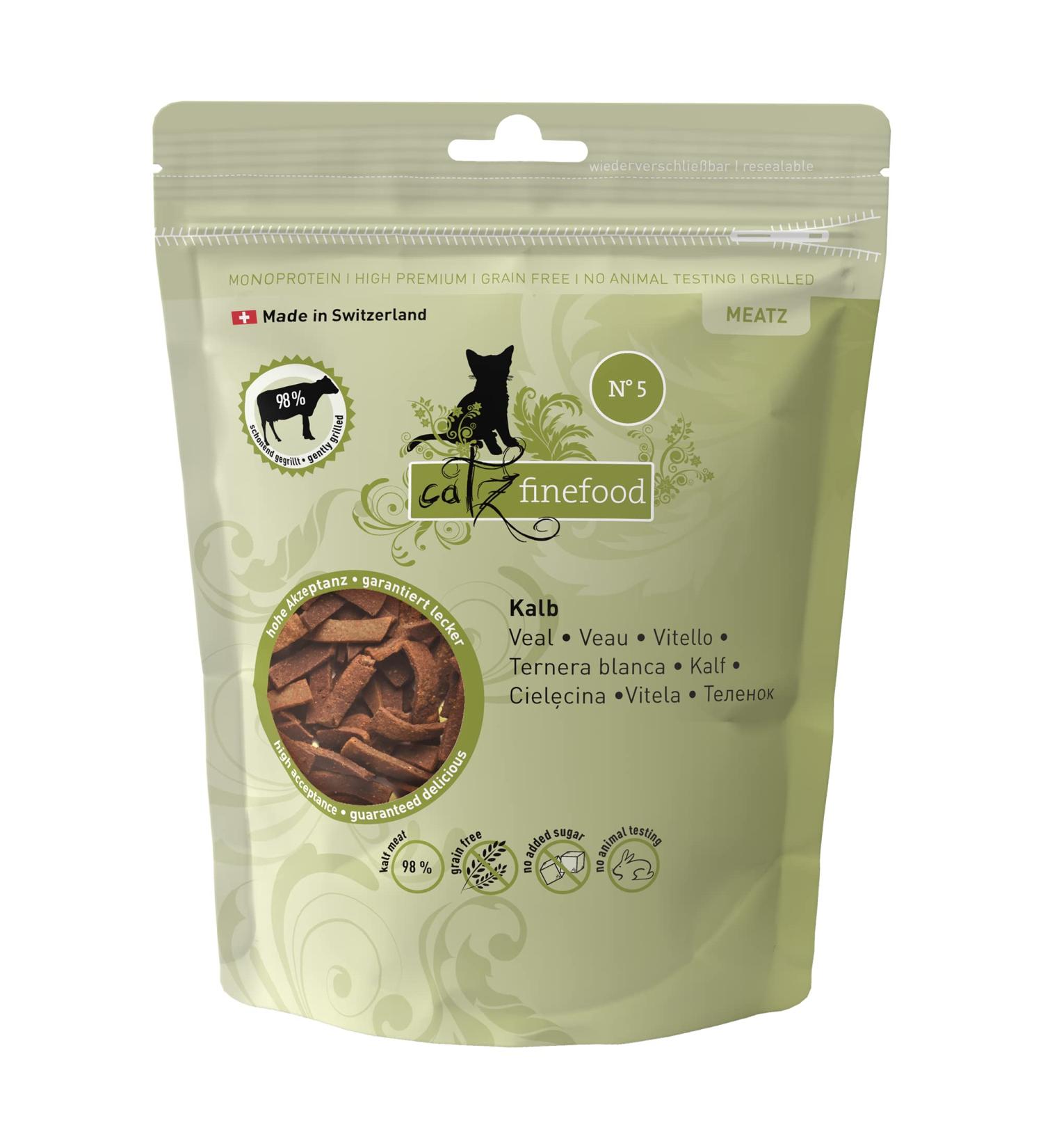 Catz Finefood MEATZ Cats Kalb N 5 - Grain-Free Veal Snacks for Cats - Crunchy & Healthy Treats 45g - Buy Online on SooperMarket.com