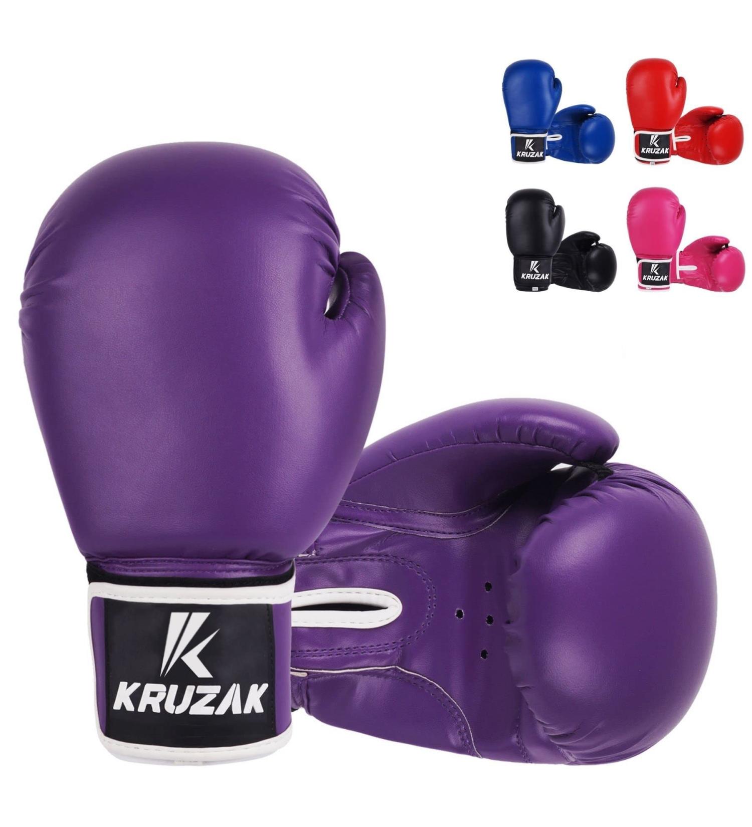 Kruzak Plain Boxing Gloves - Sparring, Kickboxing, Muay Thai, MMA Fighting - Purple, 12 oz - Men & Women - Buy Online on SooperMarket.com