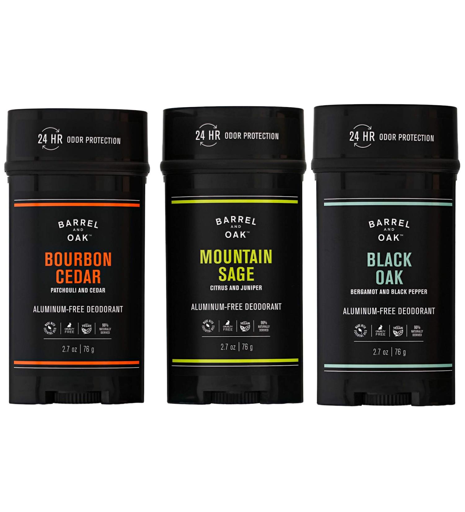 Barrel and Oak Men's Aluminum-Free Deodorant Variety Pack - 3 Essential Oil Scents, Vegan Formula for Sensitive Skin - No Clothing Stains - 3oz x 3 Pack - Buy Online on SooperMarket.com