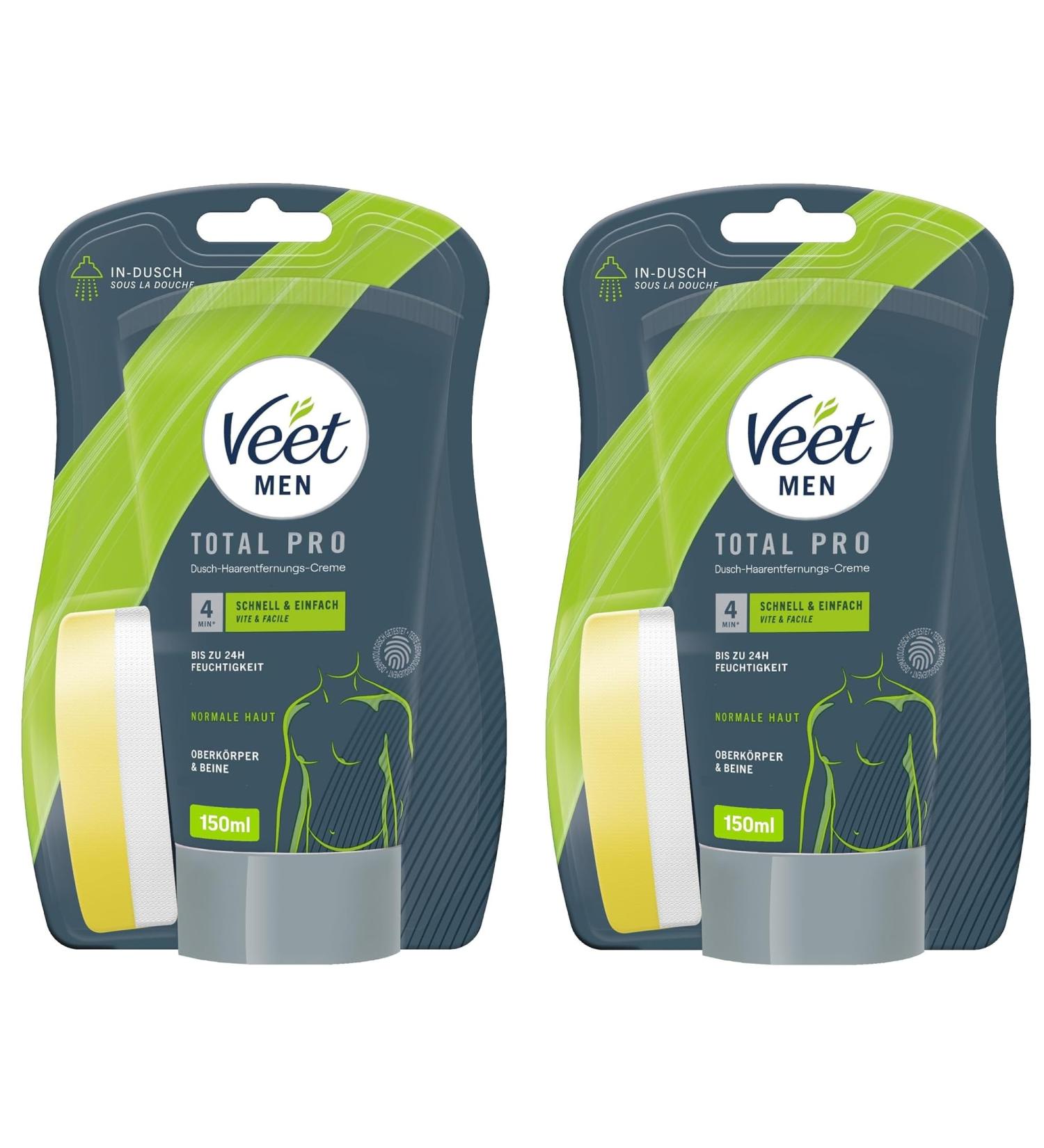 Veet Men Shower Depilatory Cream | 2 Pack for Fast Hair Removal | 150ml Each - Buy Online on SooperMarket.com