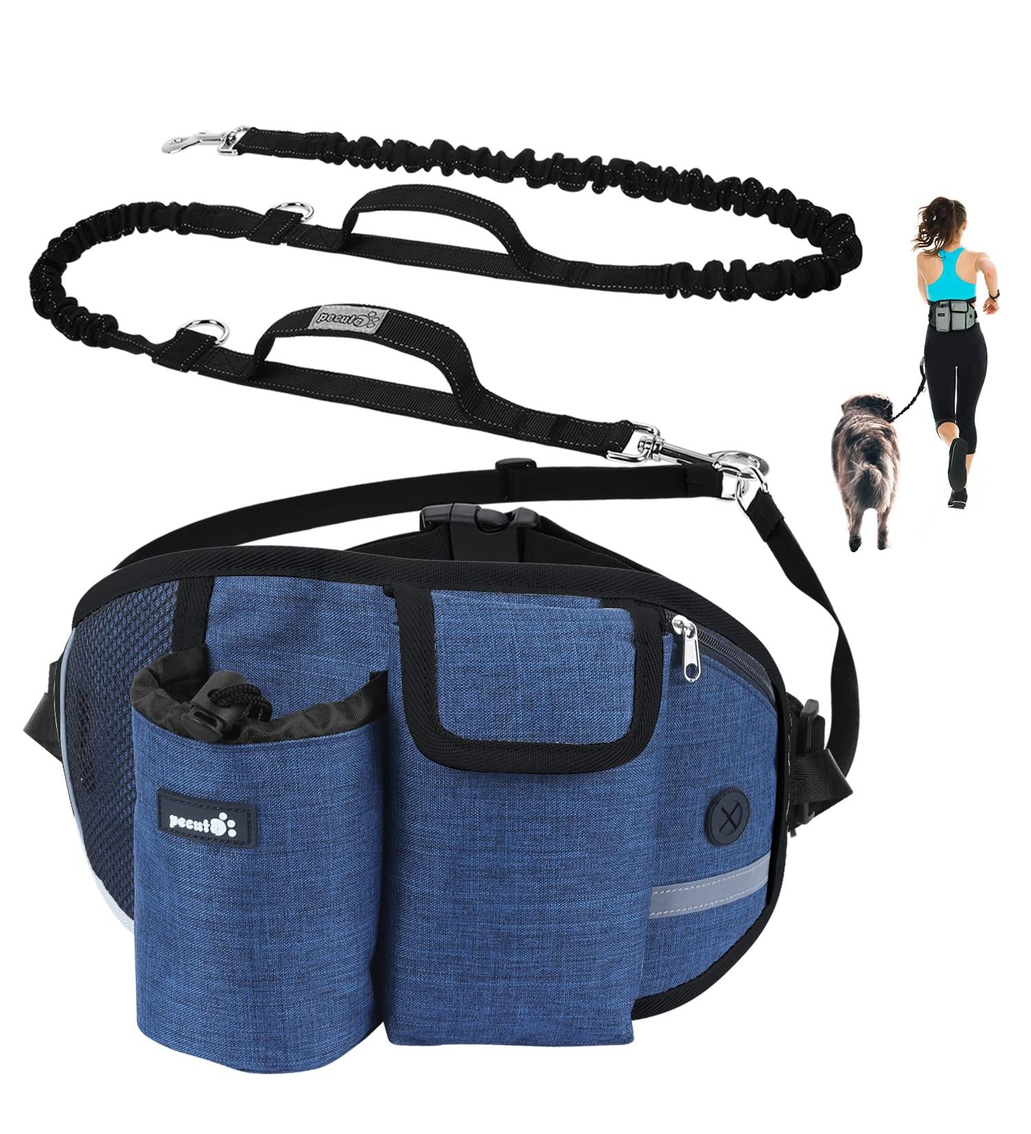 Pecute Jogging Leash for Dogs - Elastic Running Leash with Belly Belt for Large & Medium Dogs Supports Up to 110kg Convenient Belt Bag - Ideal for Jogging & Running - Buy Online on SooperMarket.com