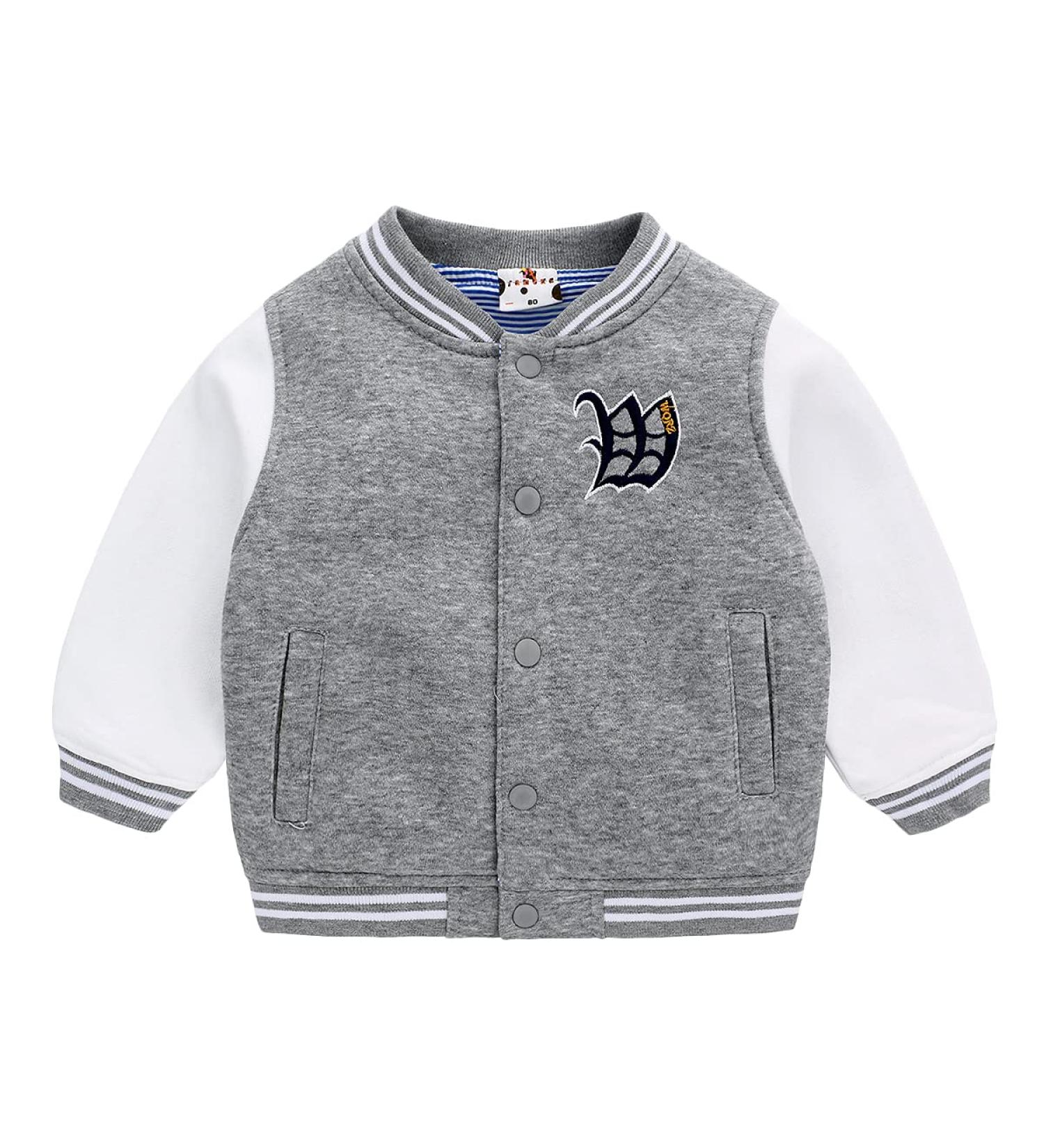 Famuka Baby Spring Jacket Kids Baseball Coat 6-12 Months Grey - Buy Online on SooperMarket.com