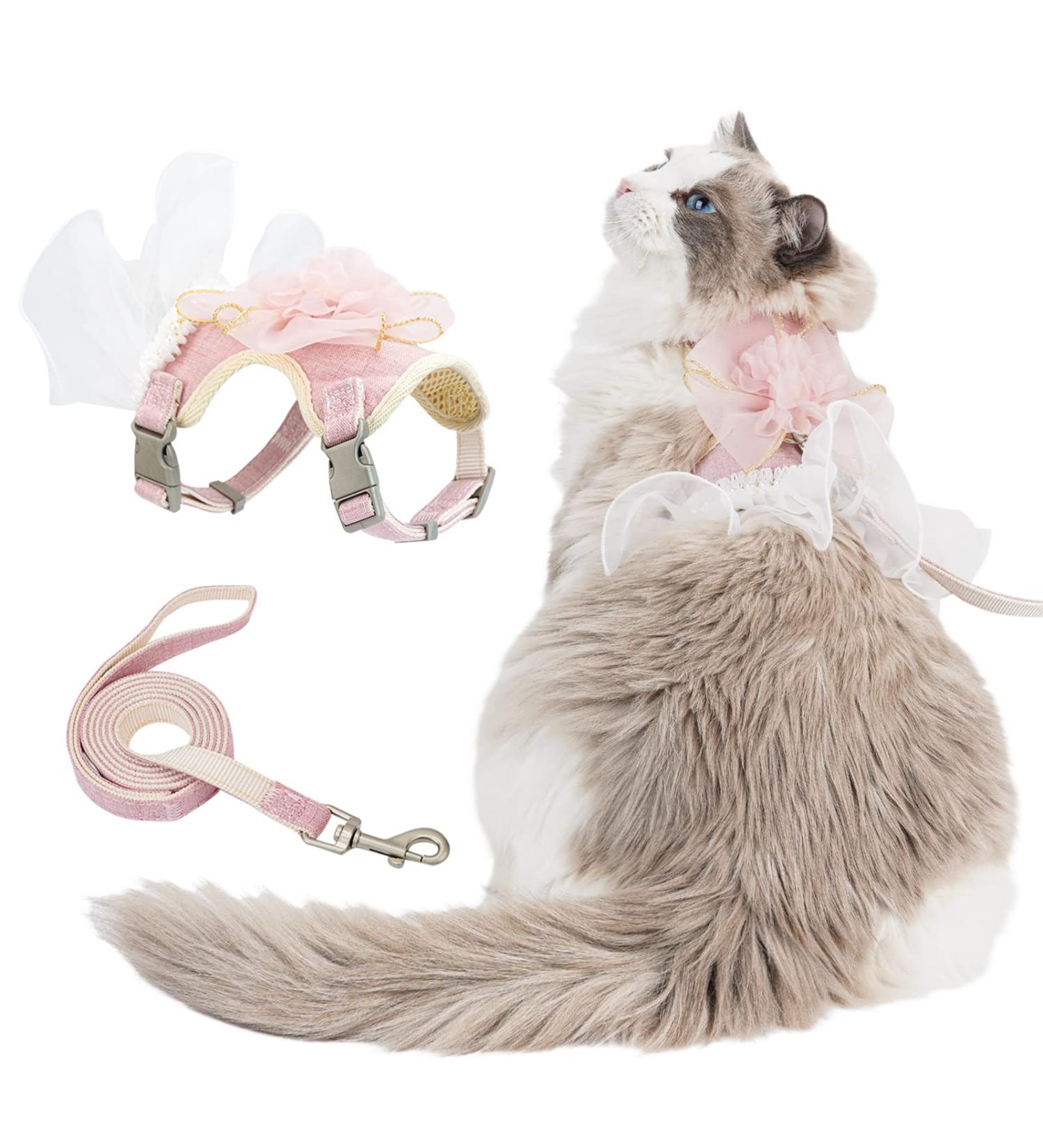 Escape Proof Pink Cat Harness and Leash Set for Small and Large Cats - Junsirs (Pink S 7.09-8.66 (18-22cm)) - Buy Online on SooperMarket.com