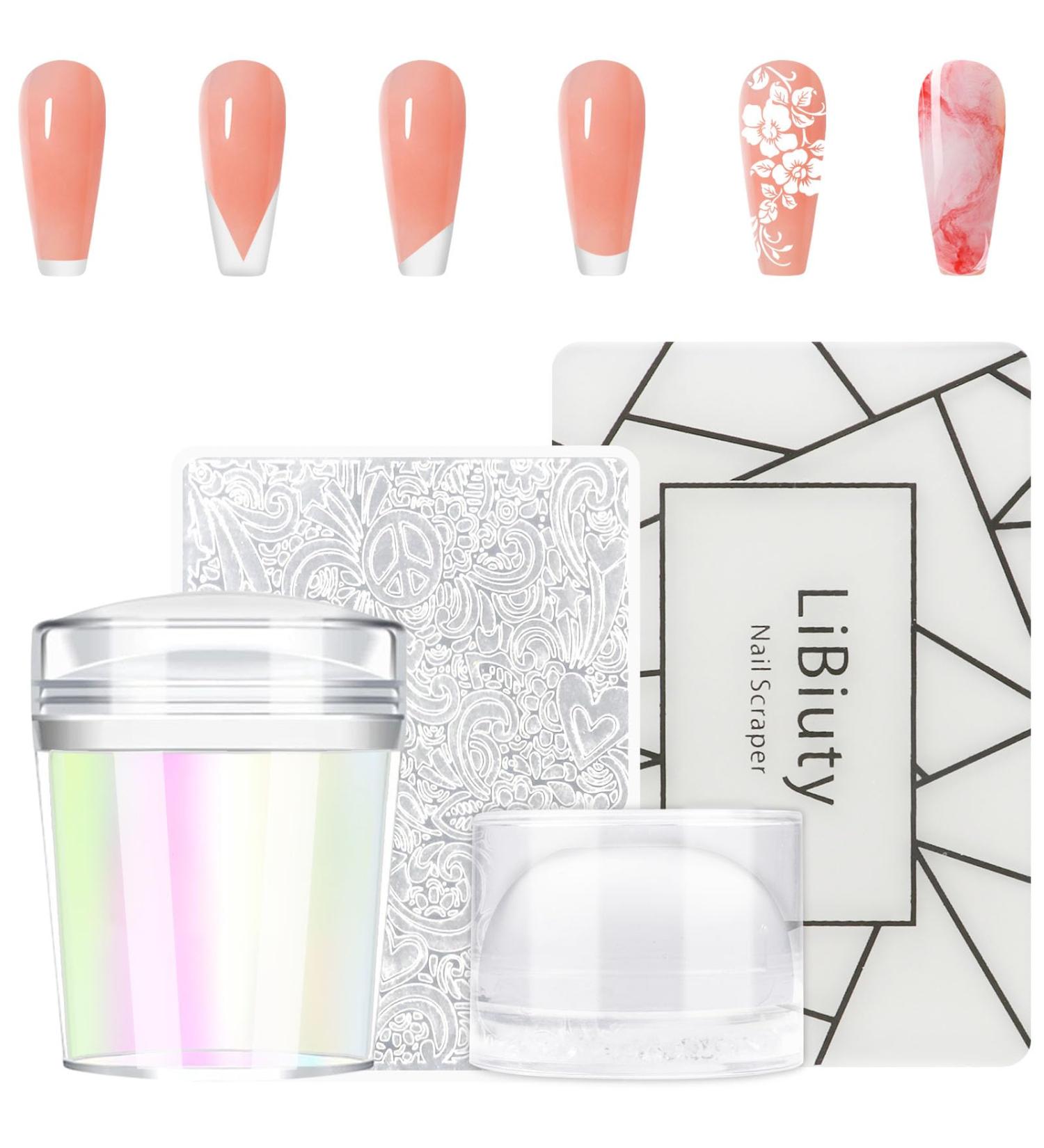 2 Nail Stamp Kit - Silicone French Nails & Clear Jelly Nail Art Stamper | DIY Creative Nail Tools for Perfect Manicure - Buy Online on SooperMarket.com