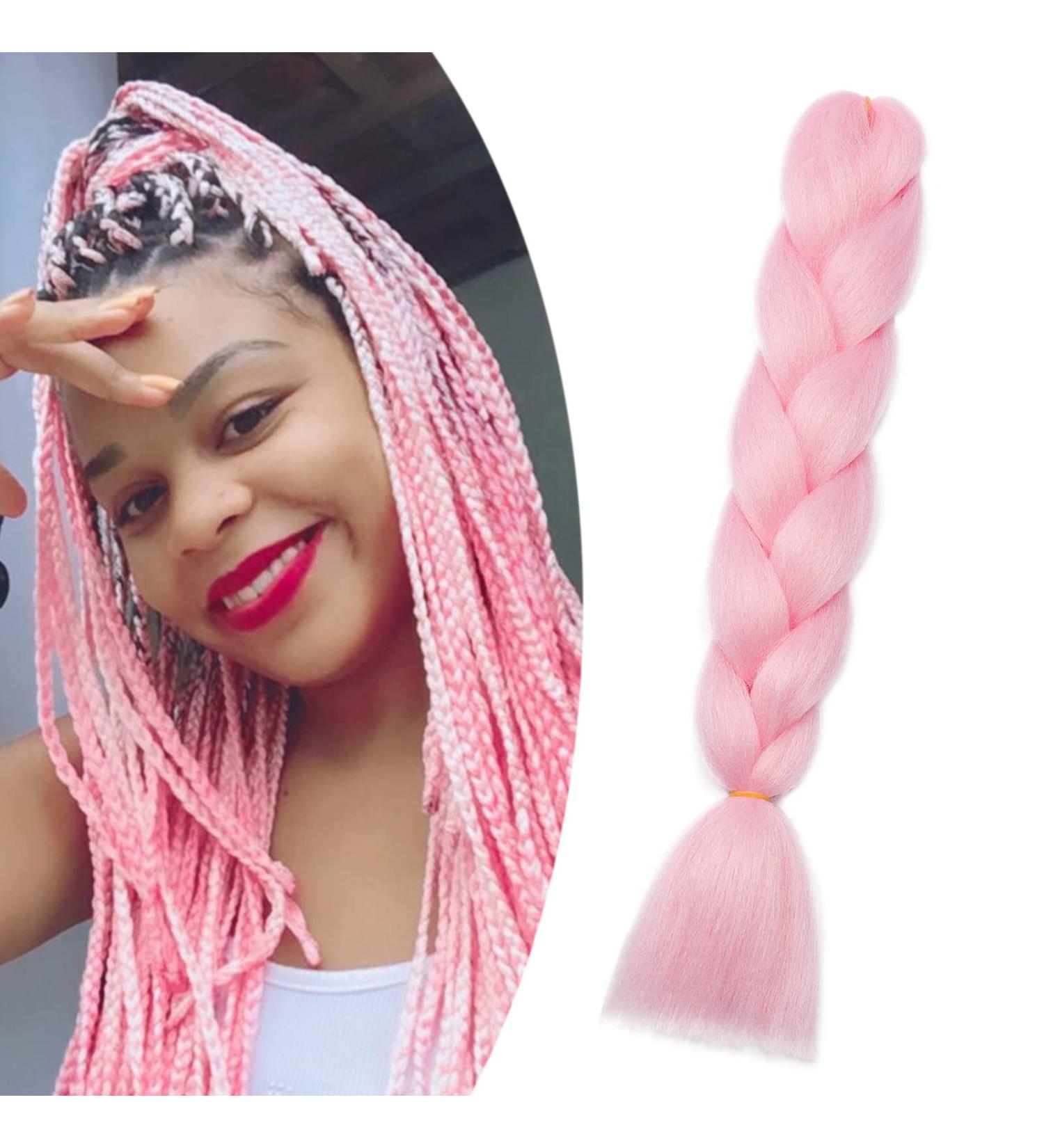 Shop Pink Gairyan Braids Extensions - 24 Jumbo Ombre Synthetic Box Braids for Crochet & Twists | 100g Afro Hair - Buy Online on SooperMarket.com